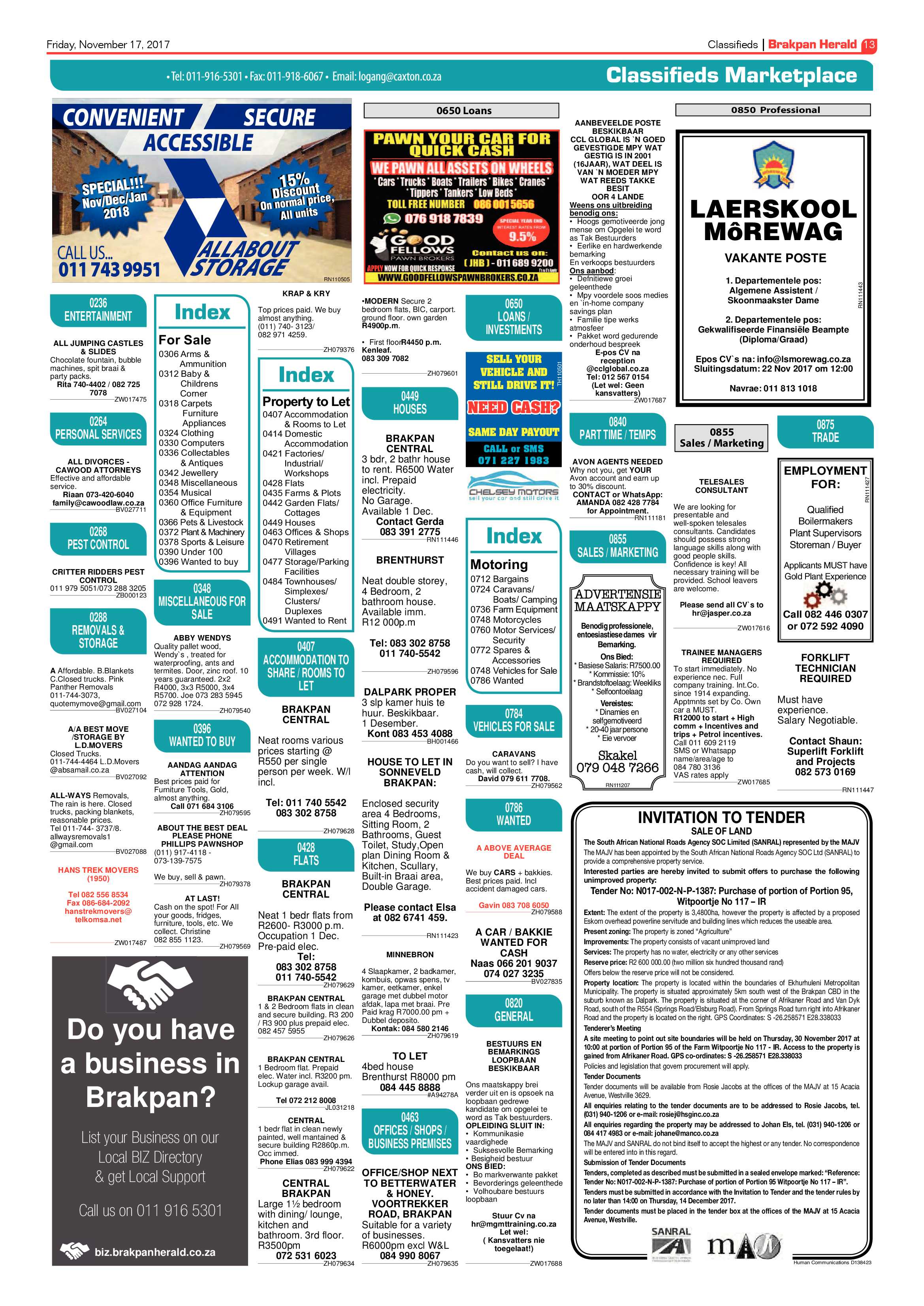 Brakpan Herald 17 November 2017 page 13