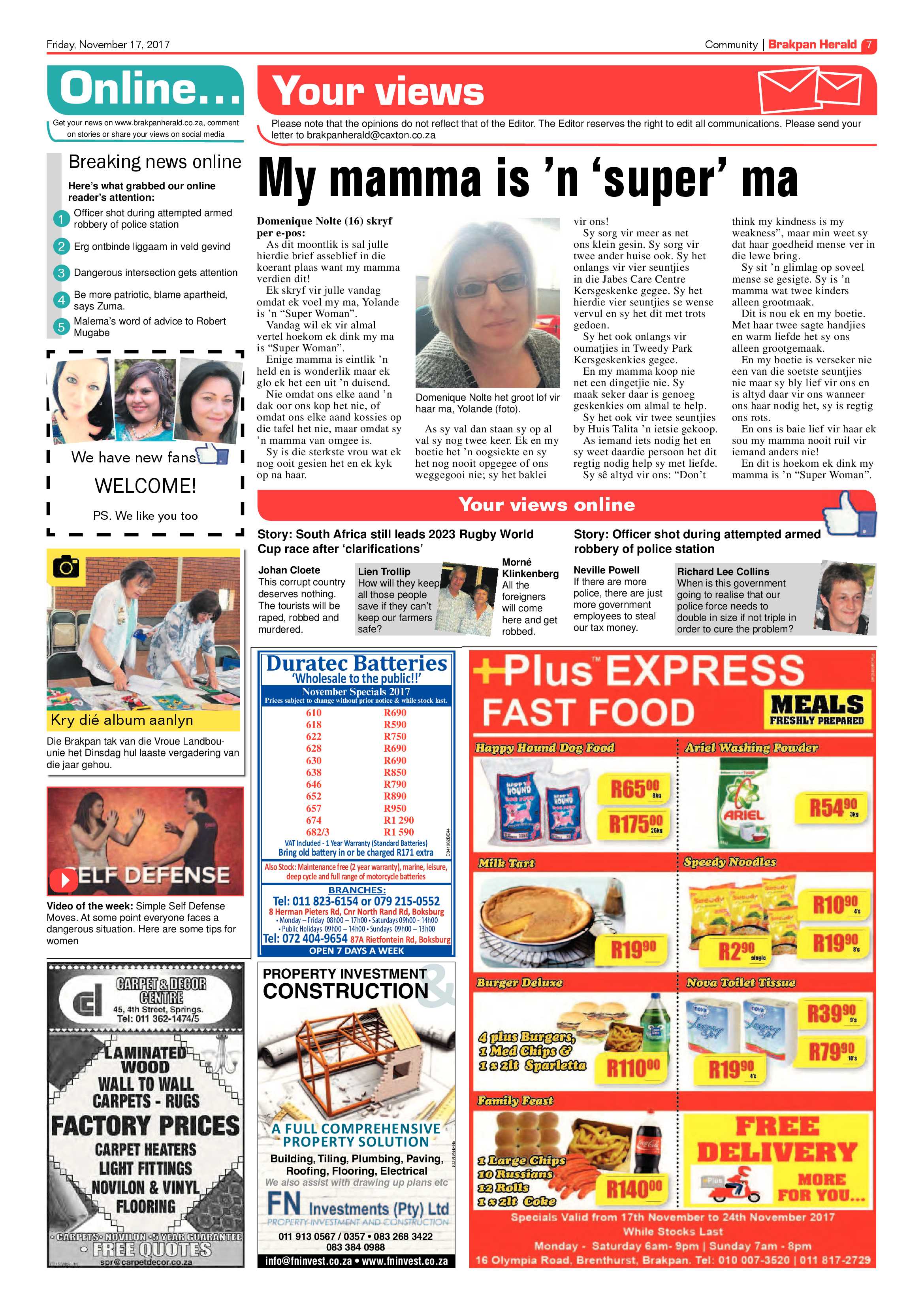 Brakpan Herald 17 November 2017 page 7