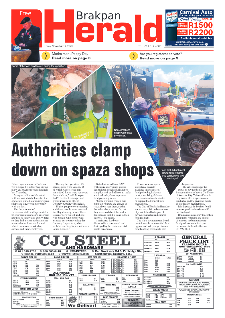 Brakpan Herald 17 November 2023 page 1