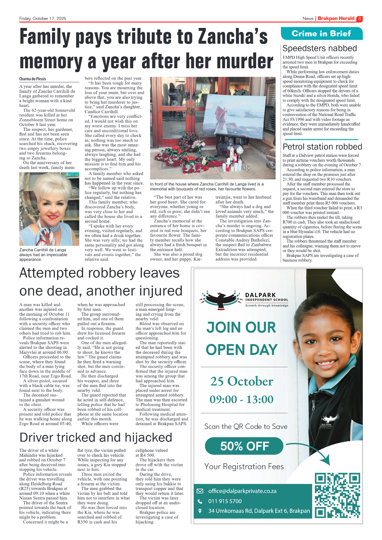 Brakpan Herald 17 October 2025 page 3