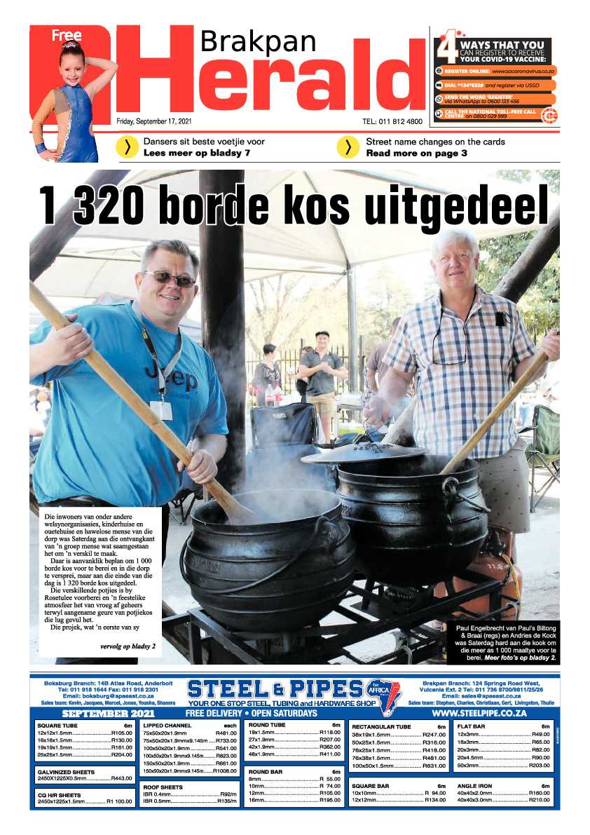 Brakpan Herald 17 September 2021 page 1