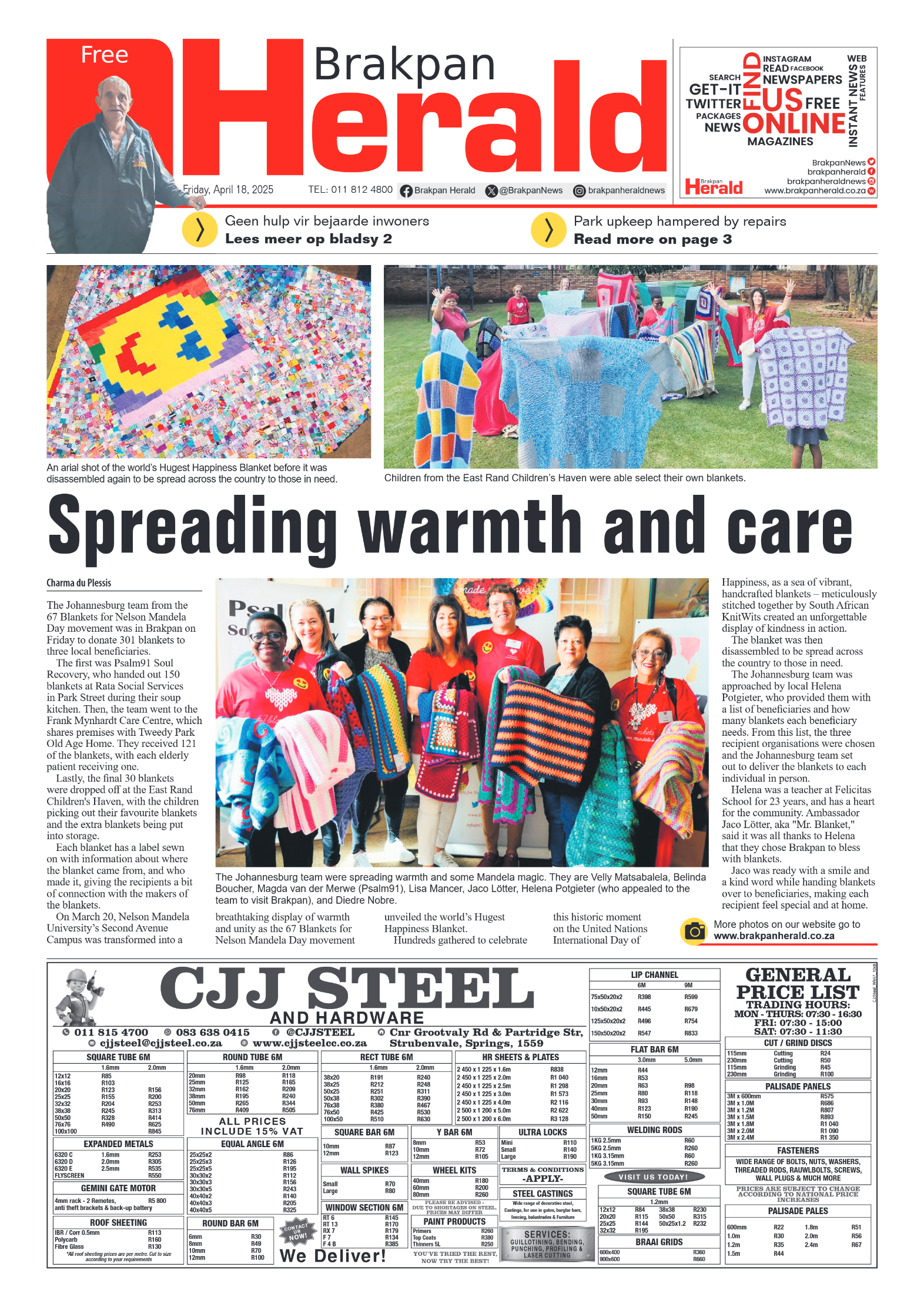 Brakpan Herald 18 April 2025 page 1