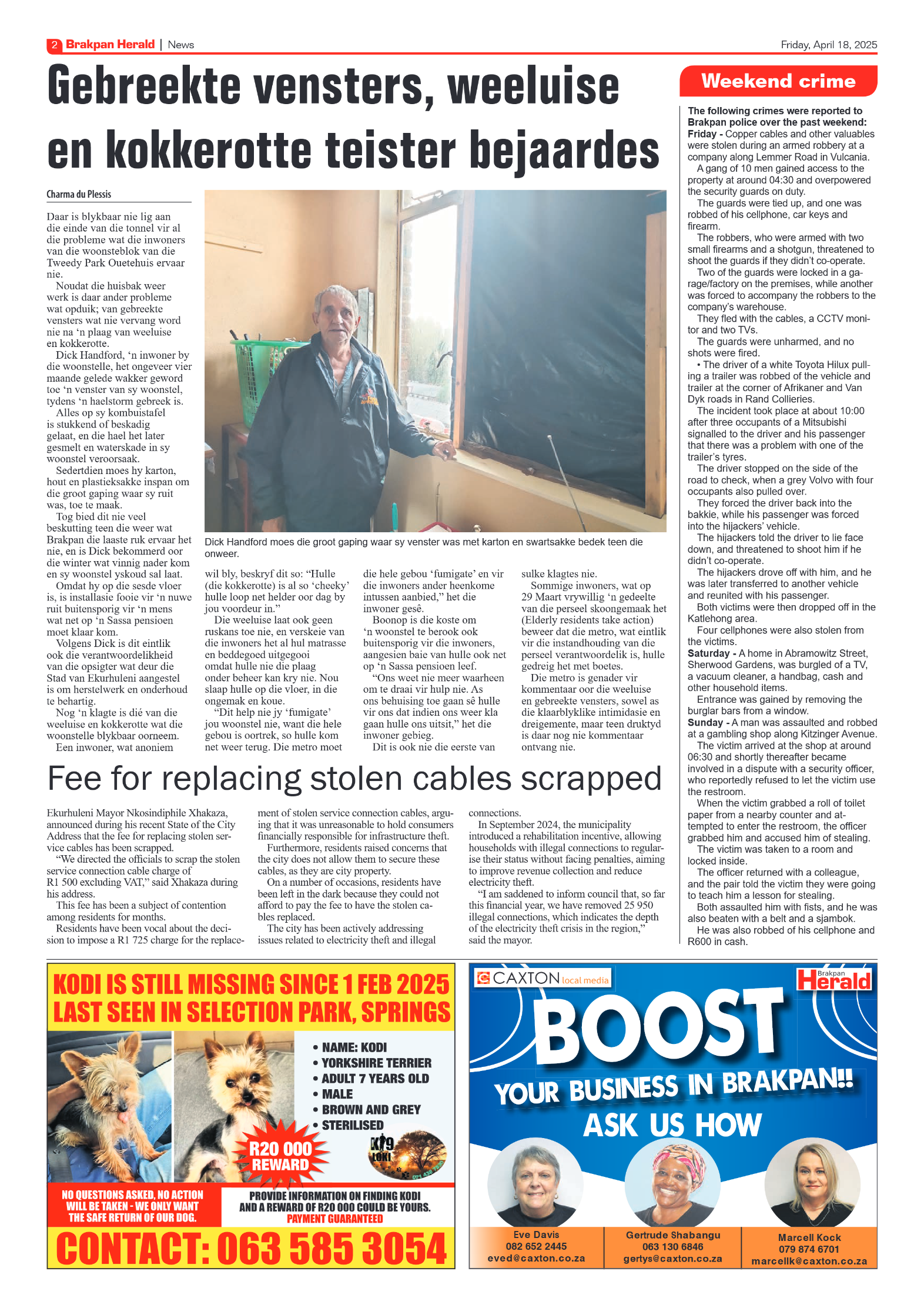 Brakpan Herald 18 April 2025 page 2