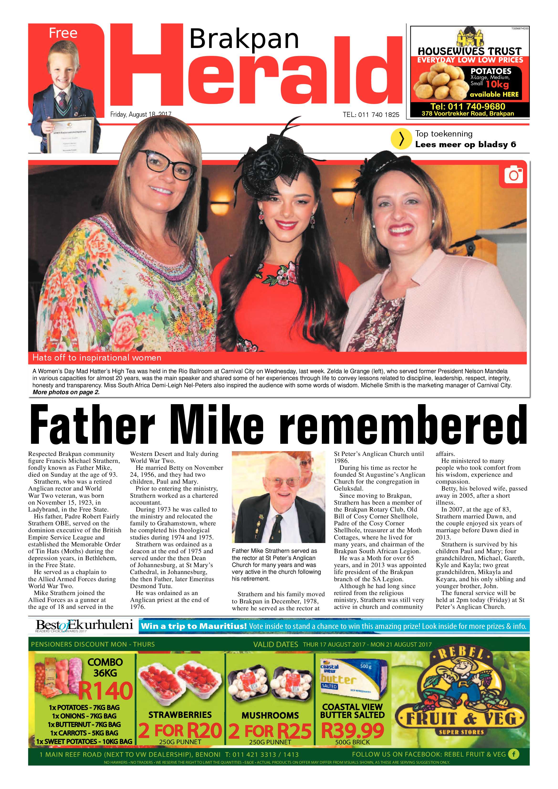 Brakpan Herald 18 August 2017 page 1