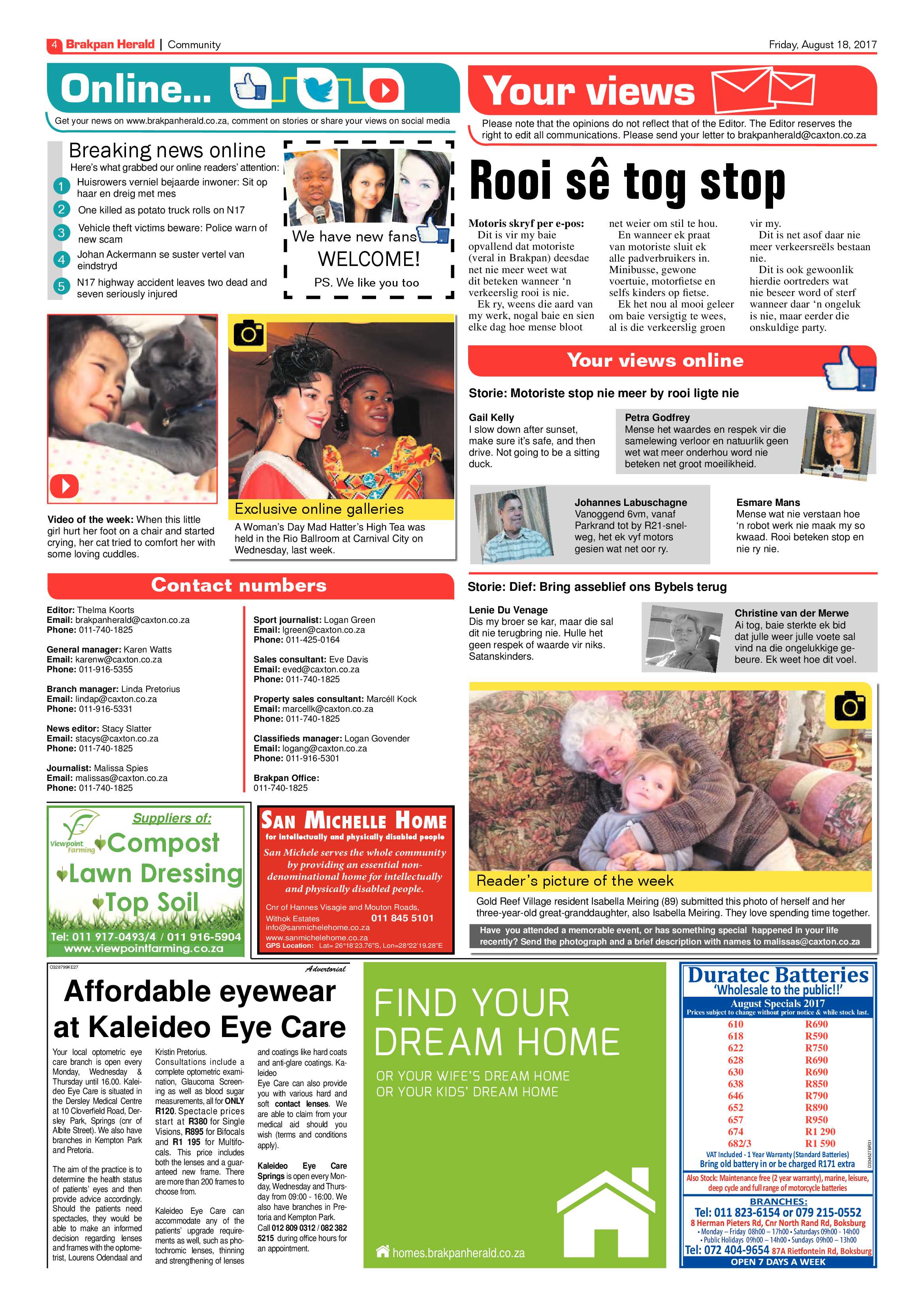 Brakpan Herald 18 August 2017 page 4
