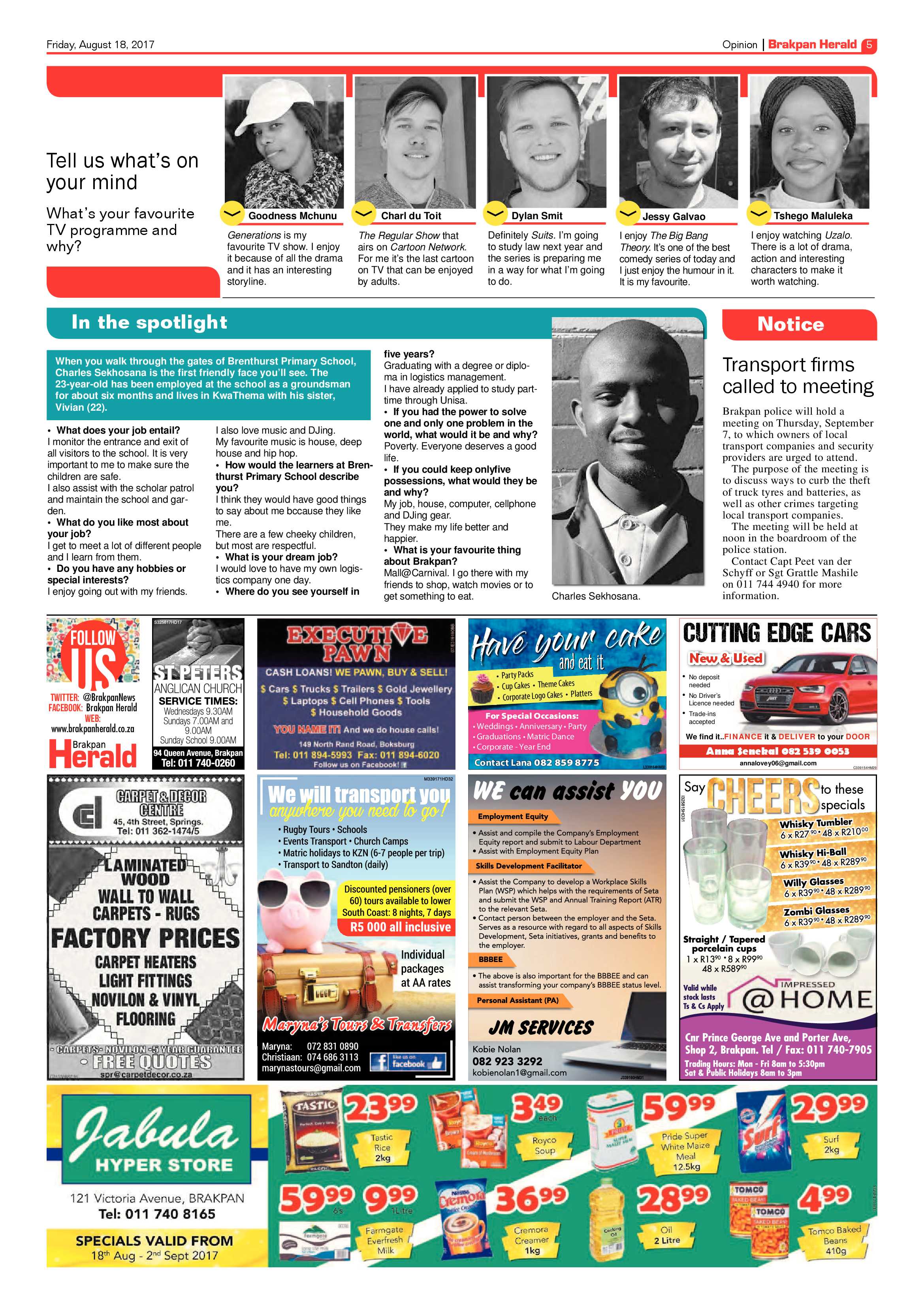 Brakpan Herald 18 August 2017 page 5