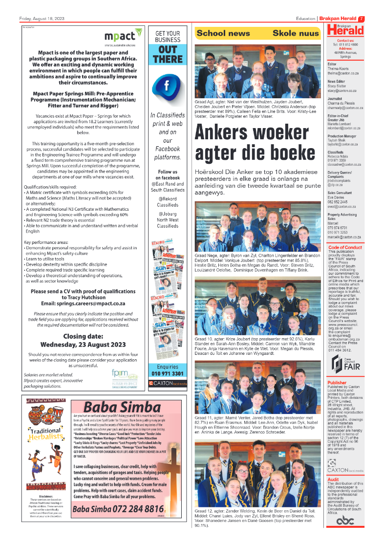 Brakpan Herald 18 August 2022 page 7