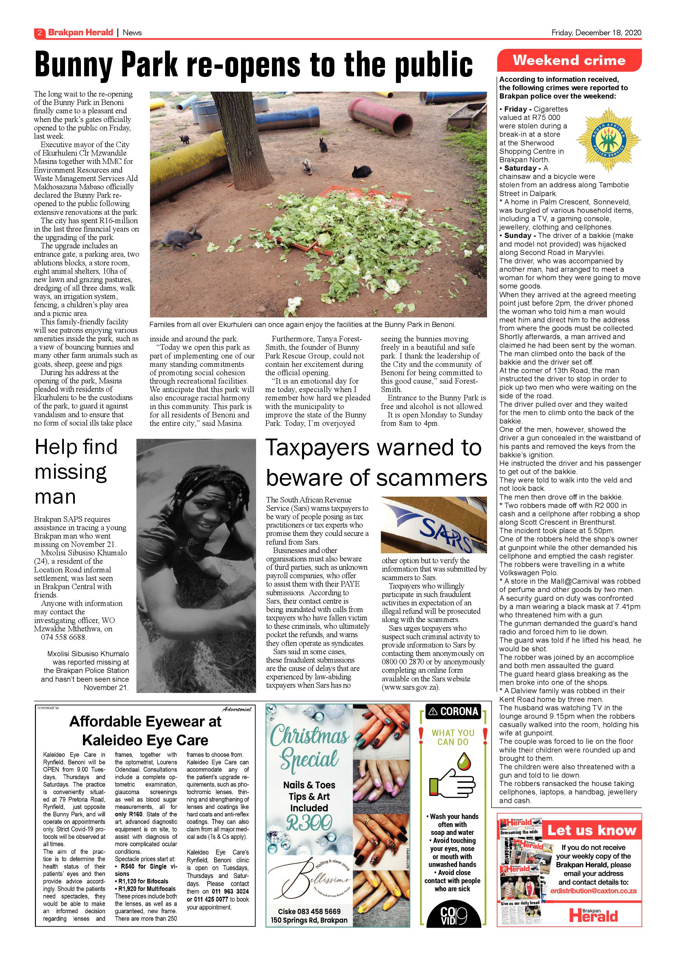 Brakpan Herald 18 December 2020 page 2