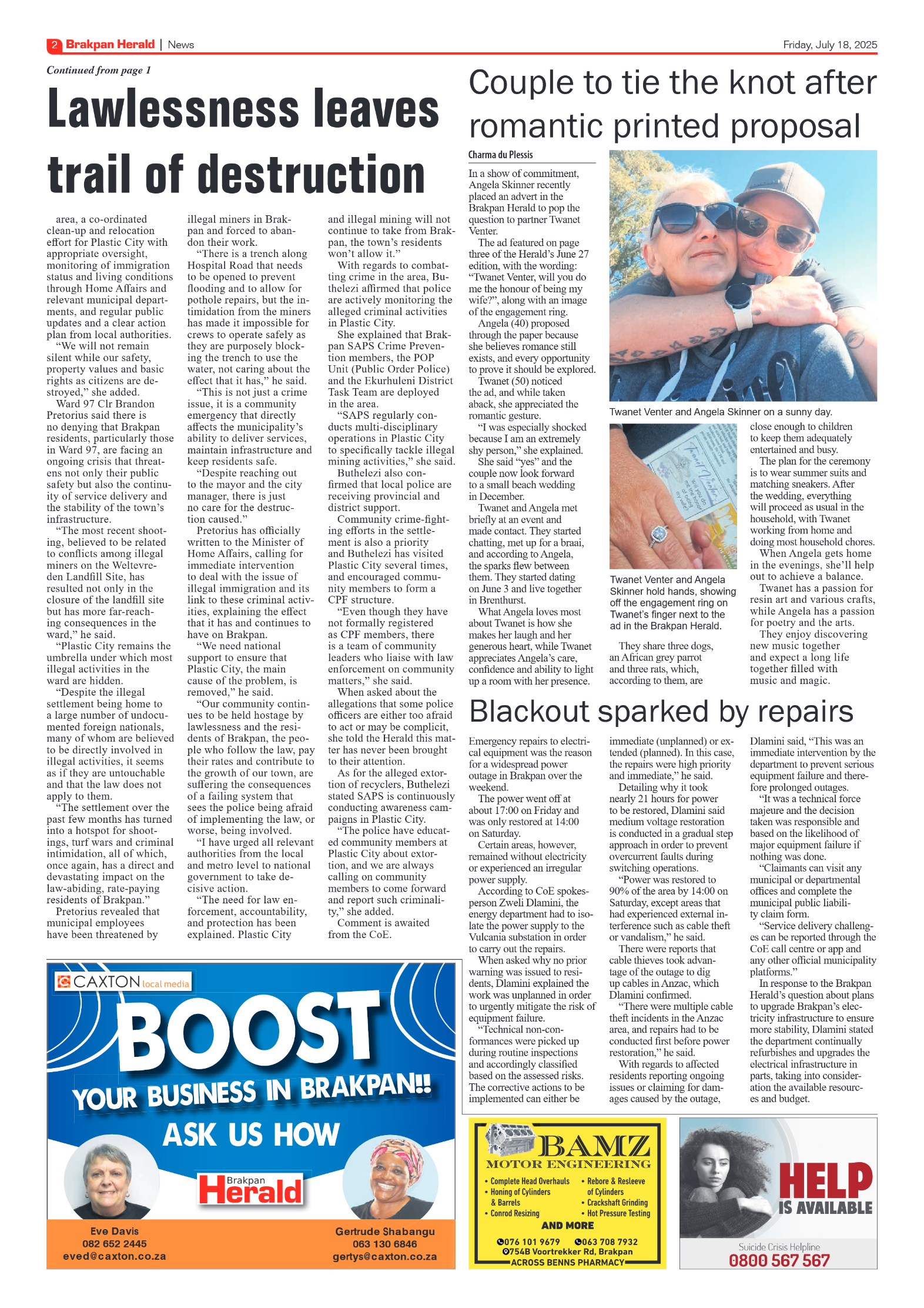 Brakpan Herald 18 July 2025 page 2