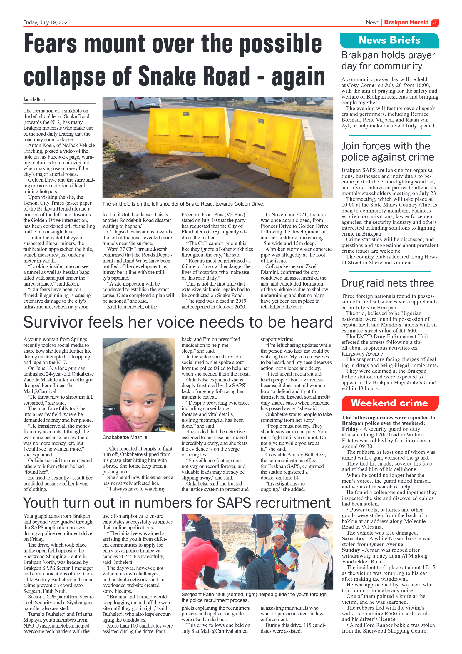Brakpan Herald 18 July 2025 page 3