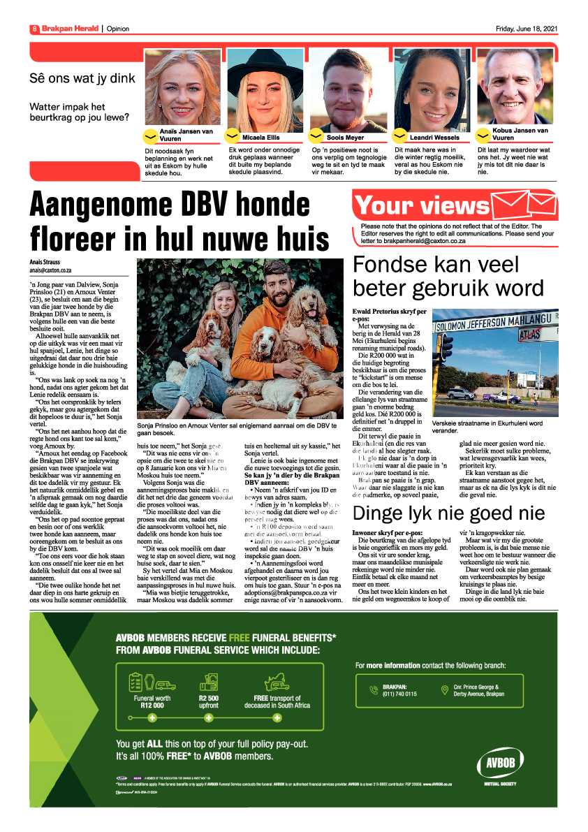 Brakpan Herald 18 June 2021 page 8