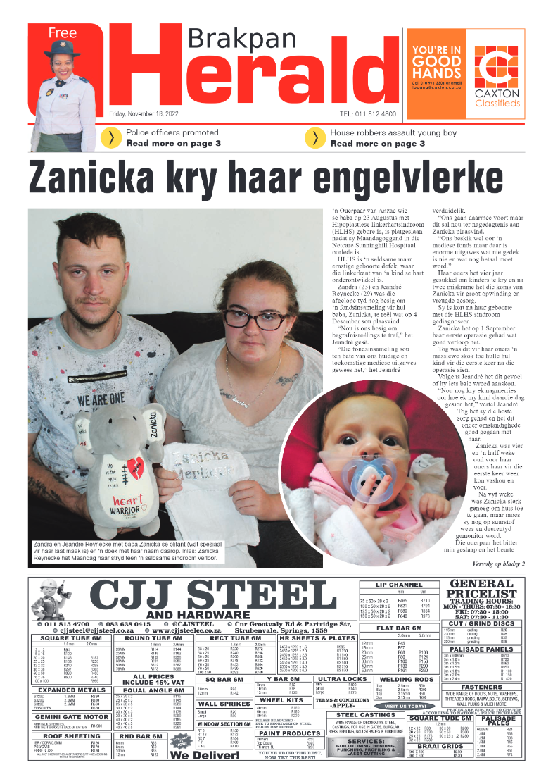 Brakpan Herald 18 Nov 2022 page 1