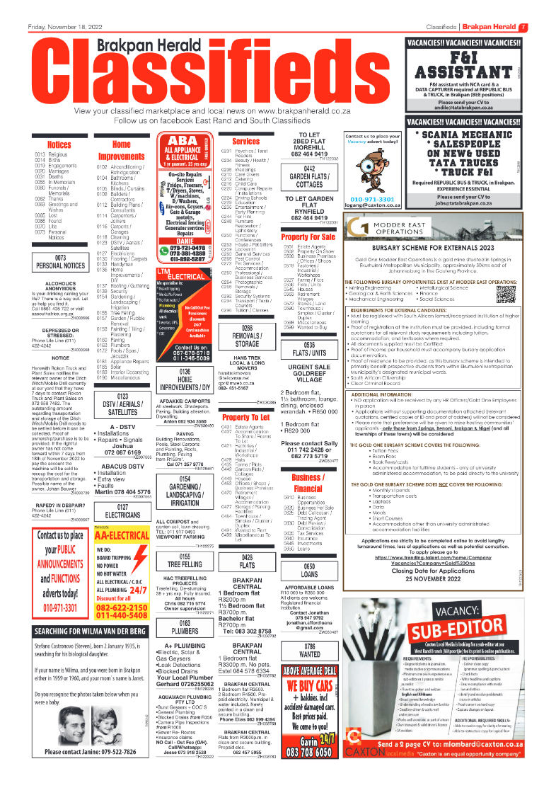 Brakpan Herald 18 Nov 2022 page 7