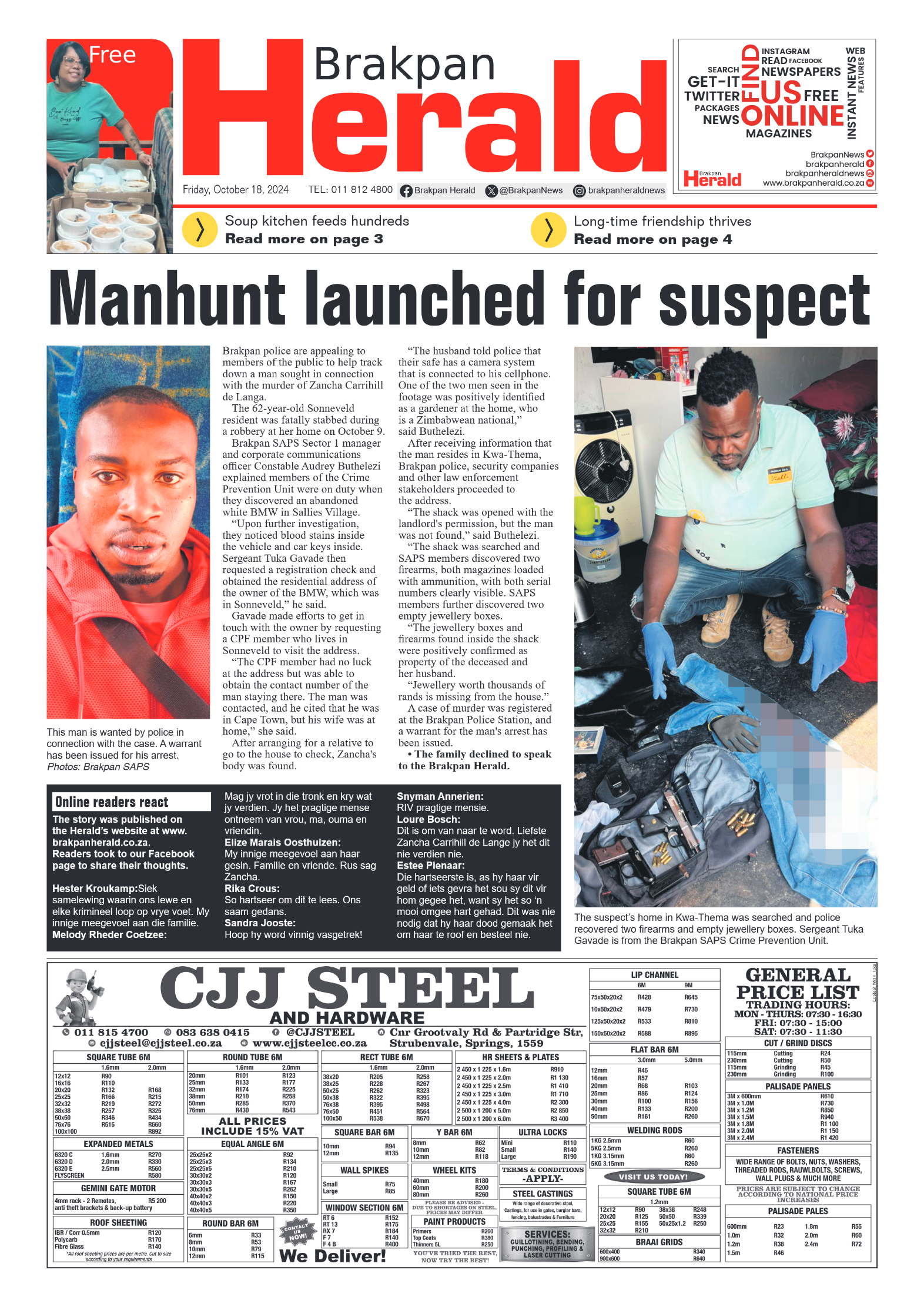 Brakpan Herald 18 October 2024 page 1