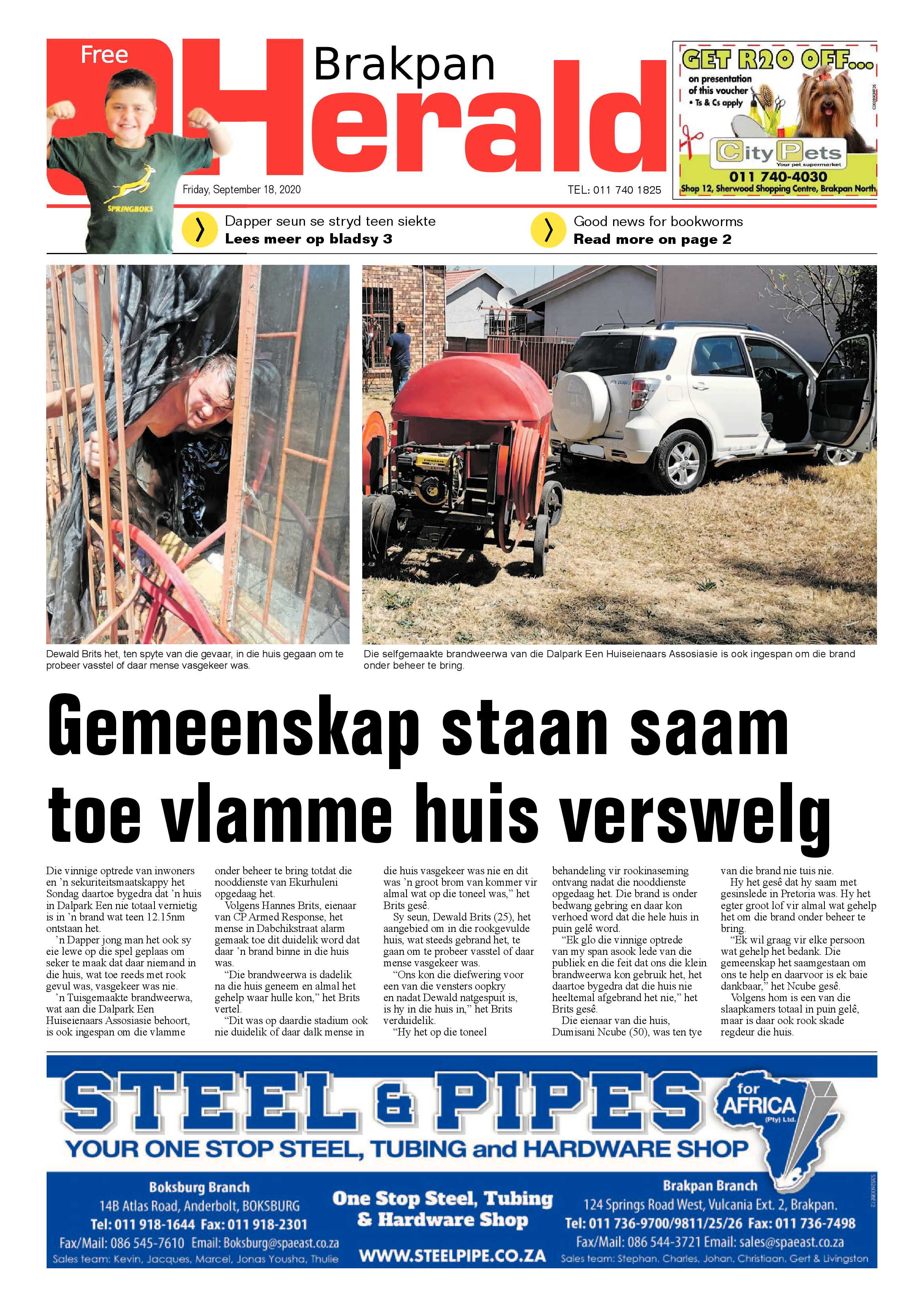 Brakpan Herald 18 September 2020 page 1