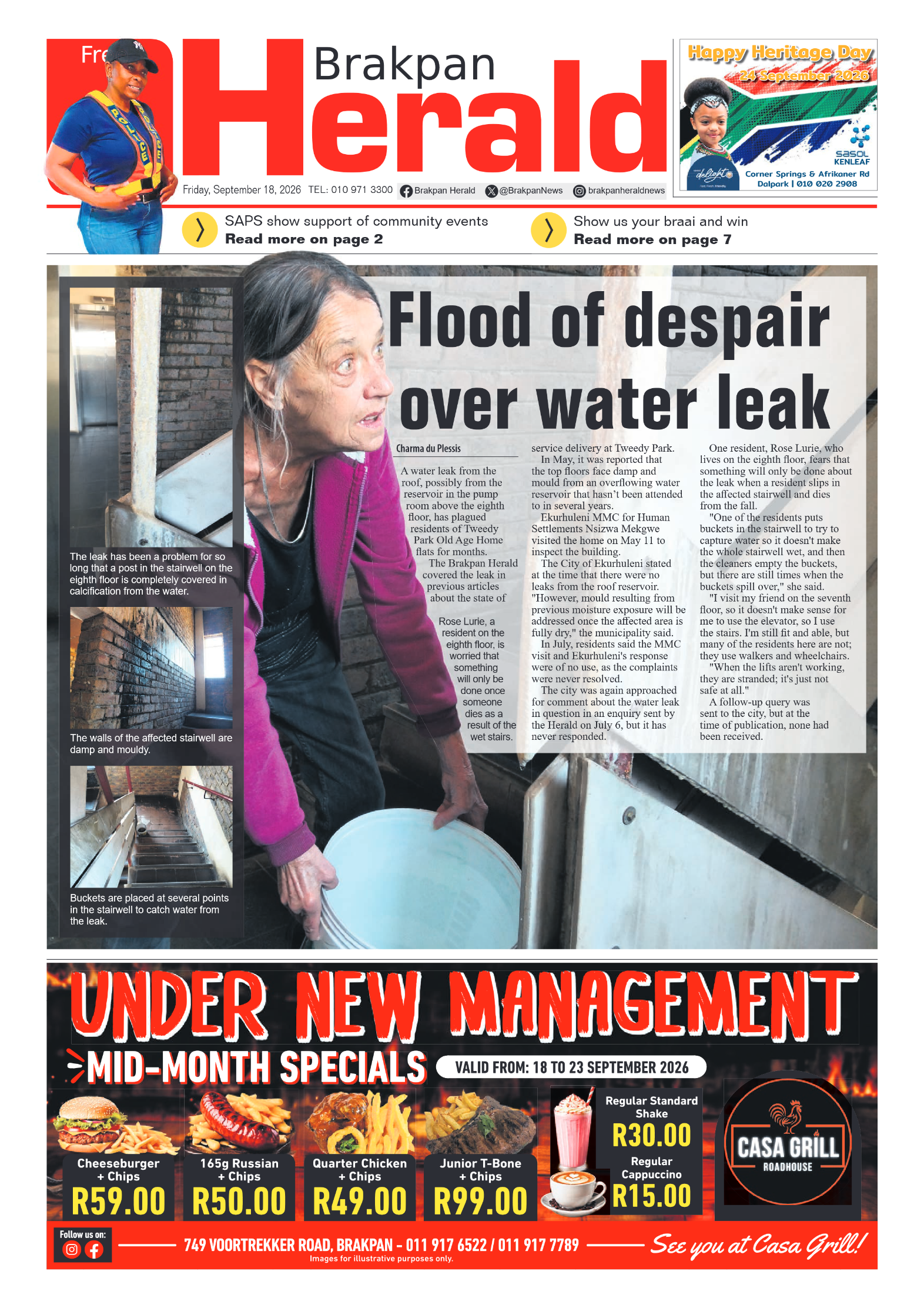 Brakpan Herald 18 September 2026 page 1