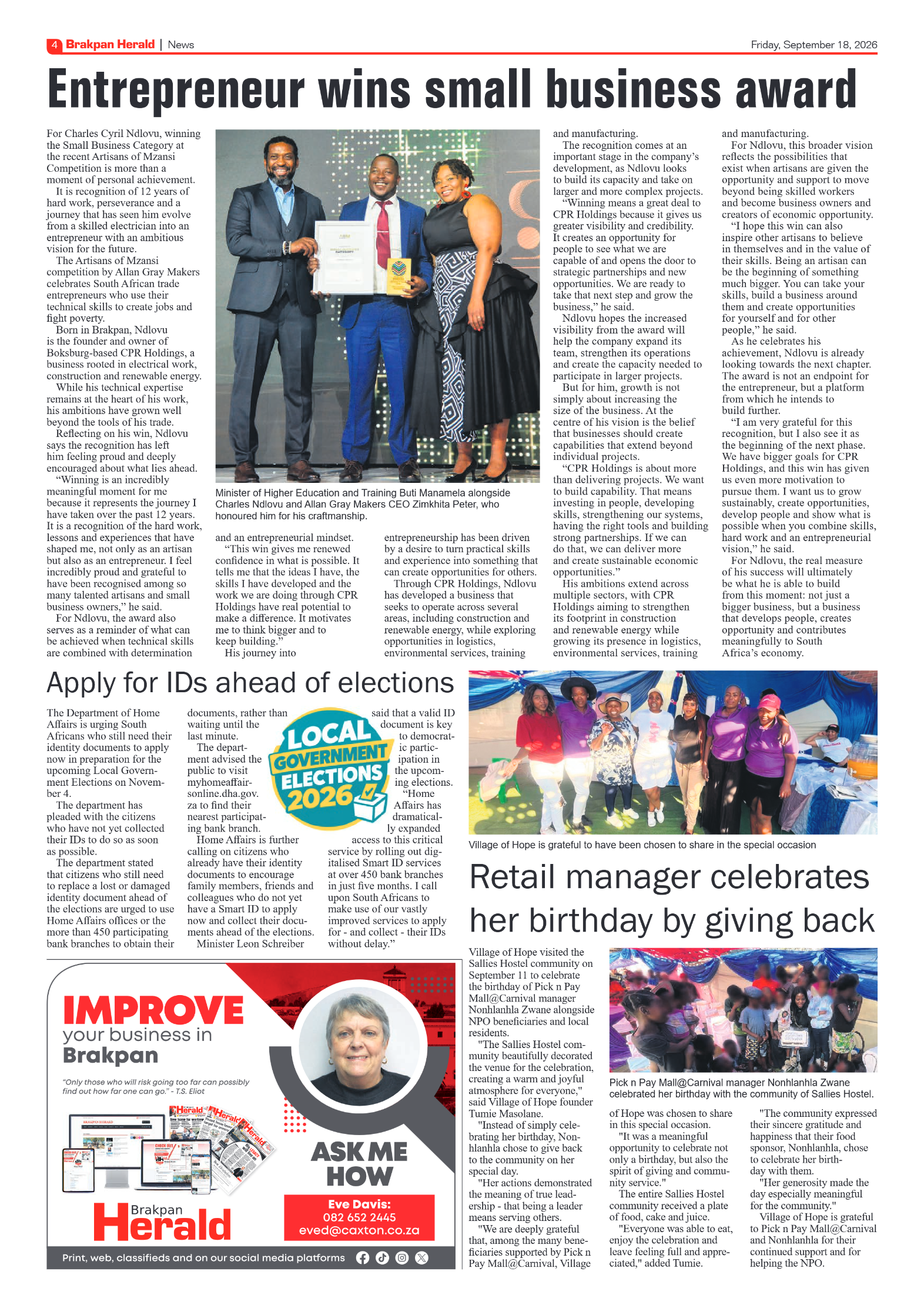 Brakpan Herald 18 September 2026 page 4