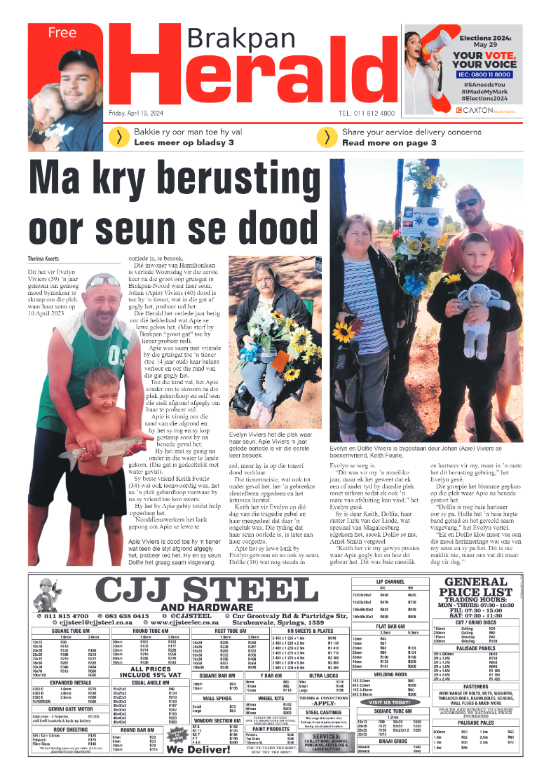 Brakpan Herald 19 April 2024 page 1