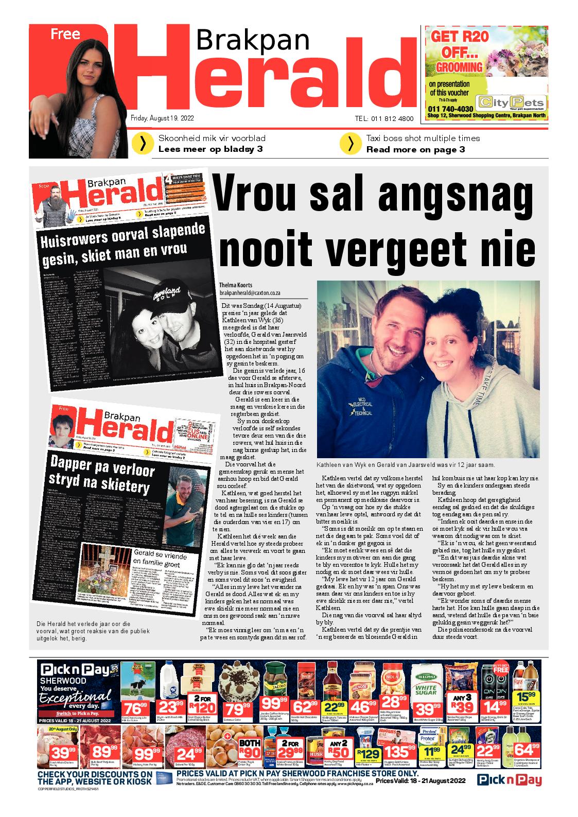 Brakpan Herald 19 Aug 2022 page 1
