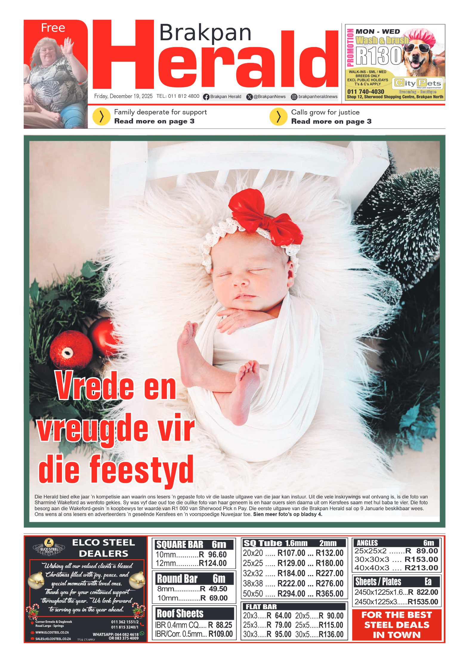 Brakpan Herald 19 December 2025 page 1