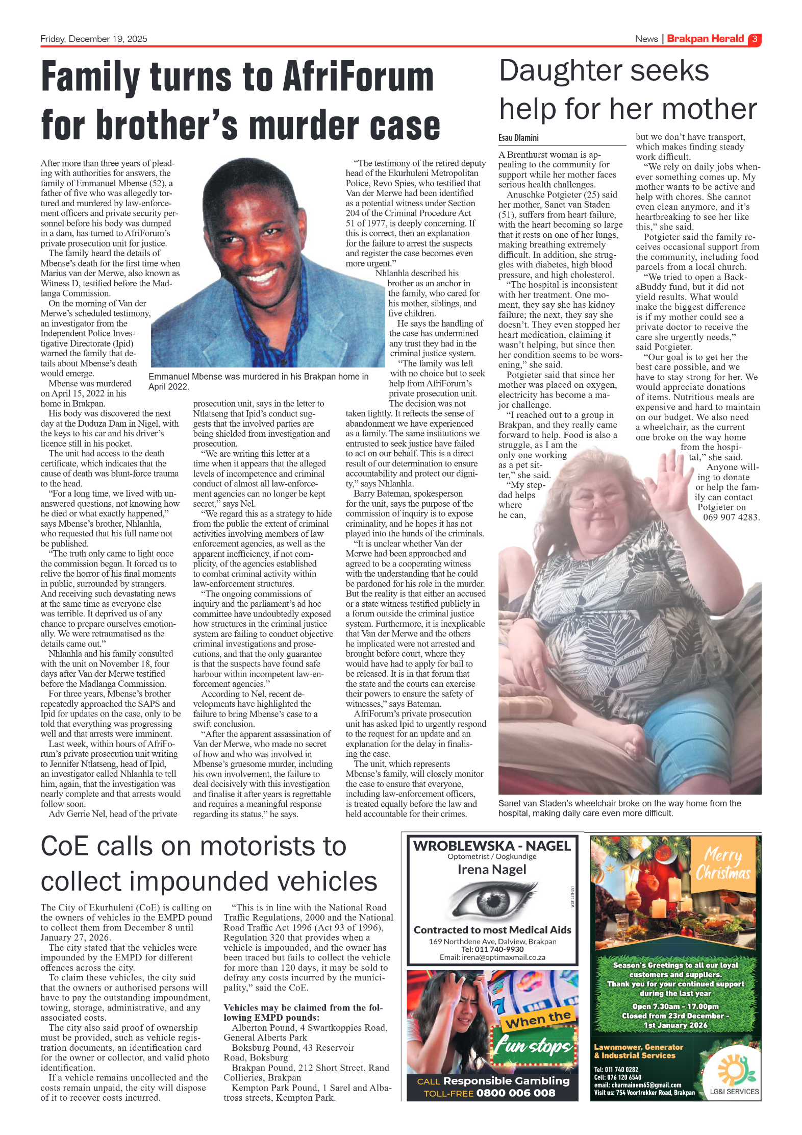 Brakpan Herald 19 December 2025 page 3