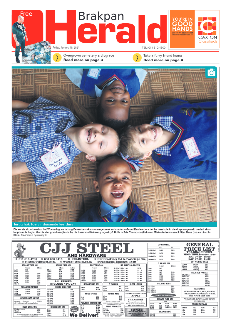 Brakpan Herald 19 January 2024 page 1