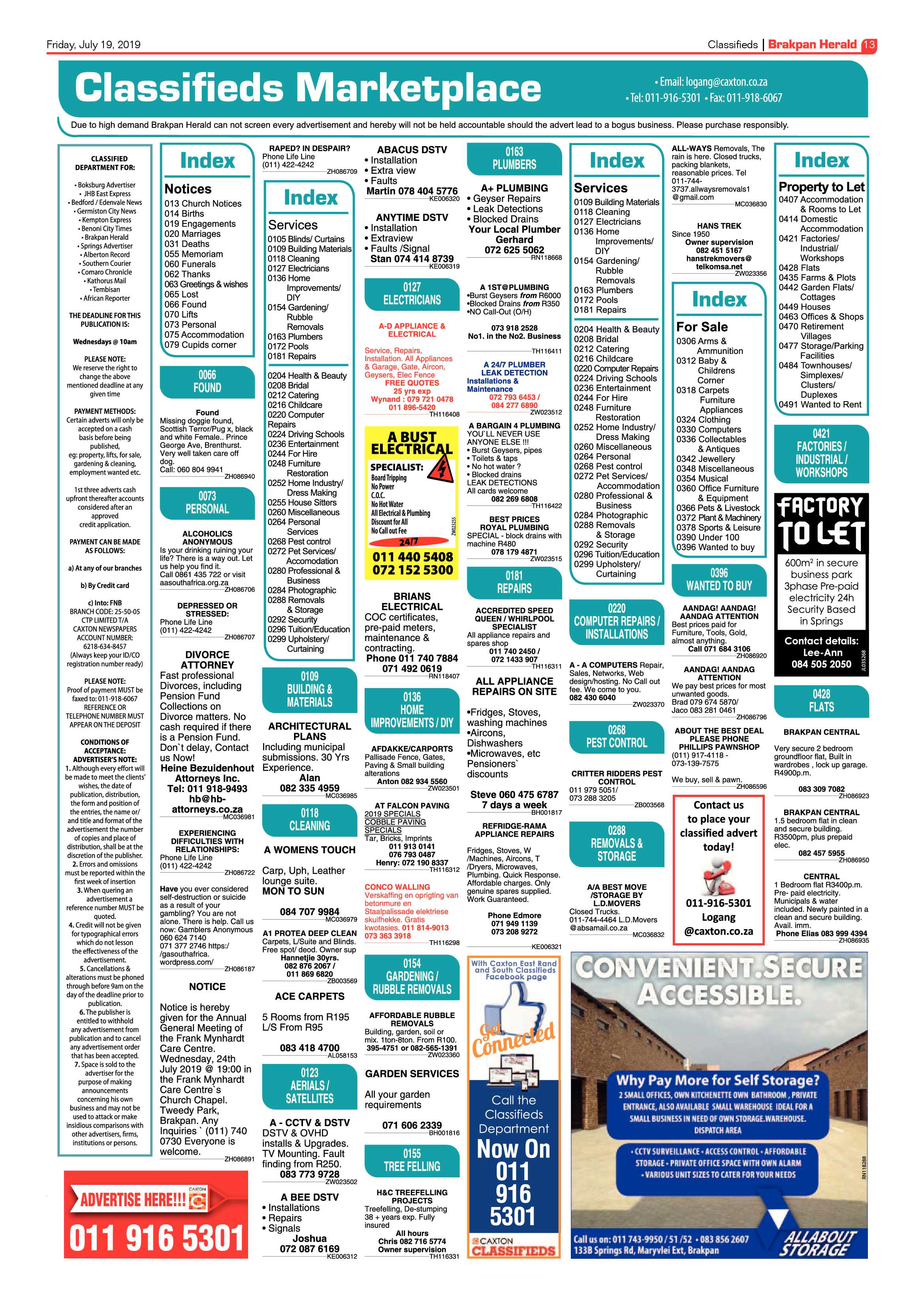 Brakpan Herald 19 July 2019 page 13