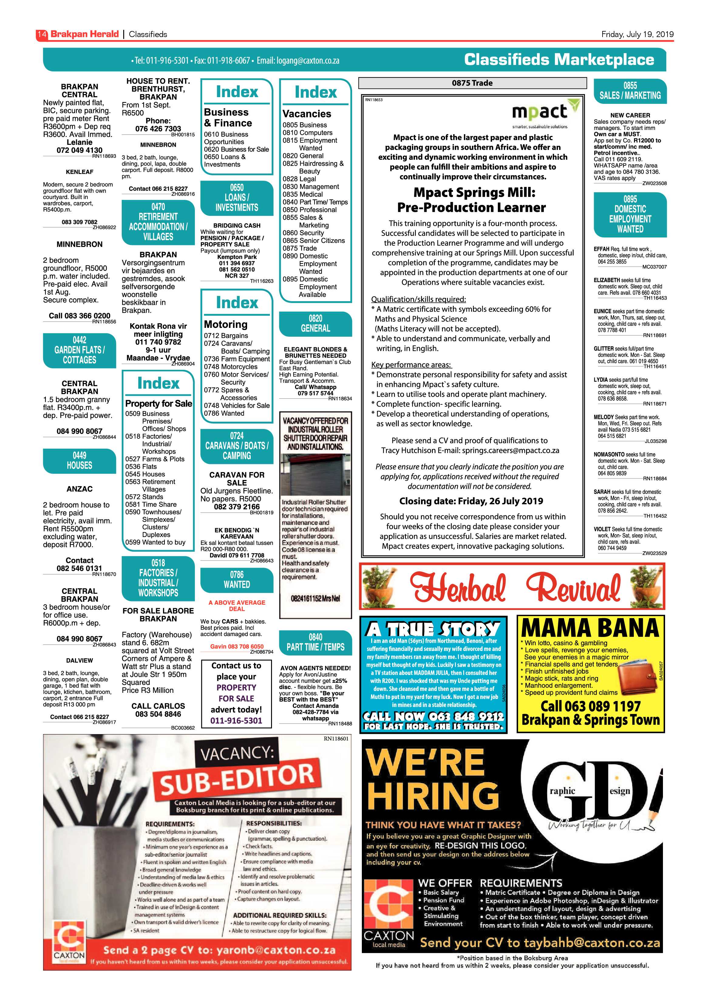 Brakpan Herald 19 July 2019 page 14