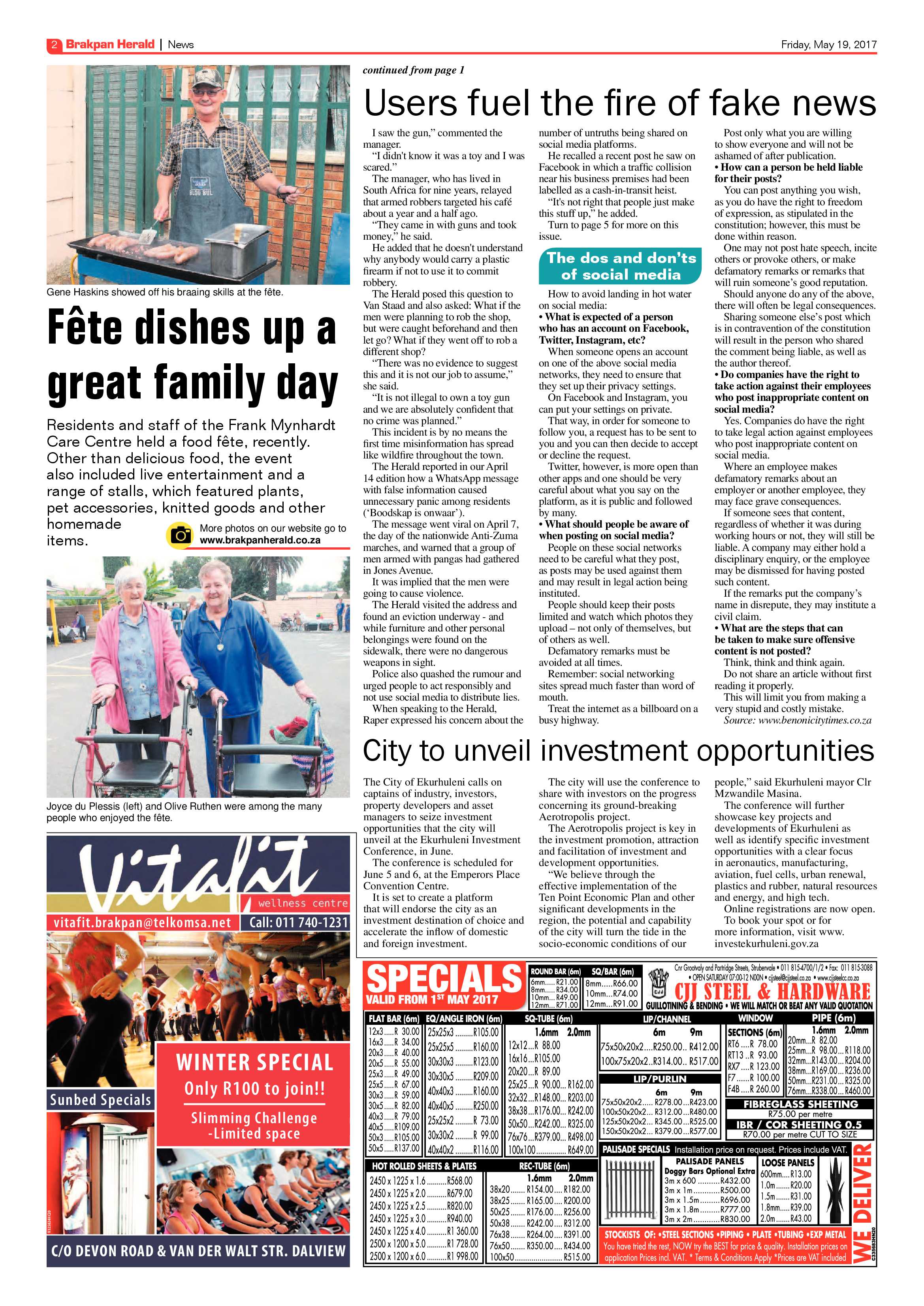 Brakpan Herald 19 May 2017 page 2
