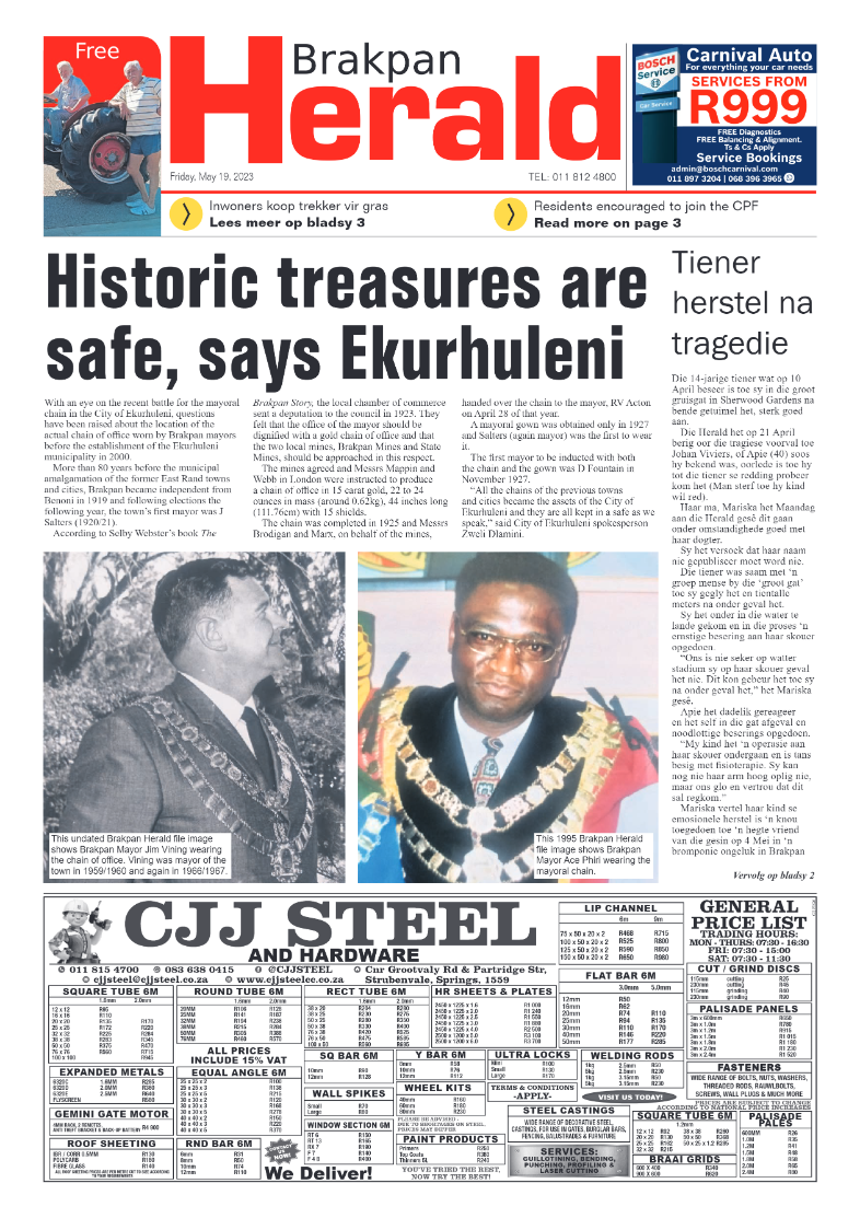 Brakpan Herald 19 May 2022 page 1