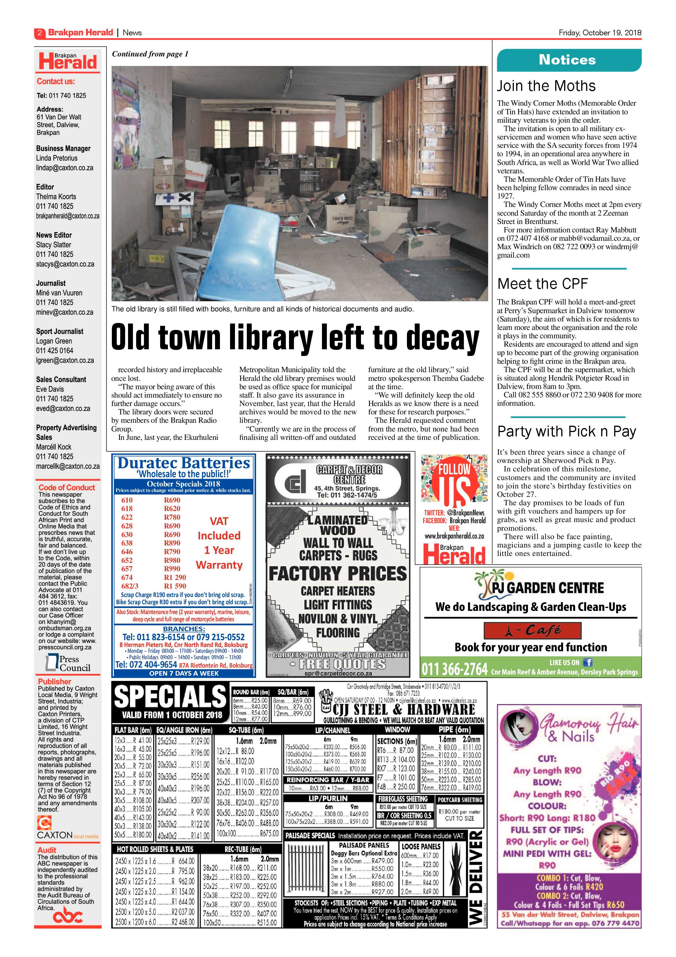 Brakpan Herald 19 October 2018 page 2