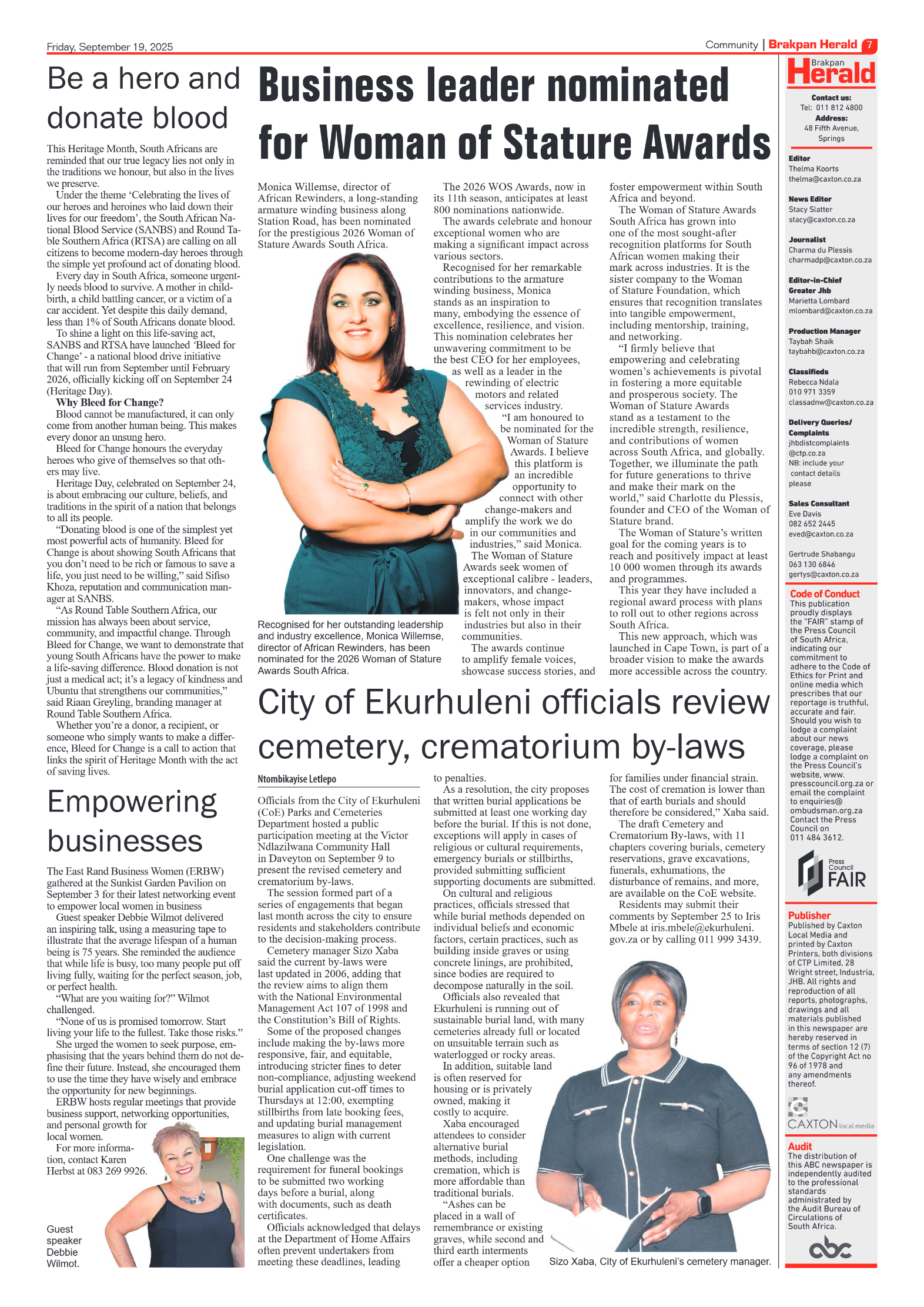 Brakpan Herald 19 September 2025 page 9