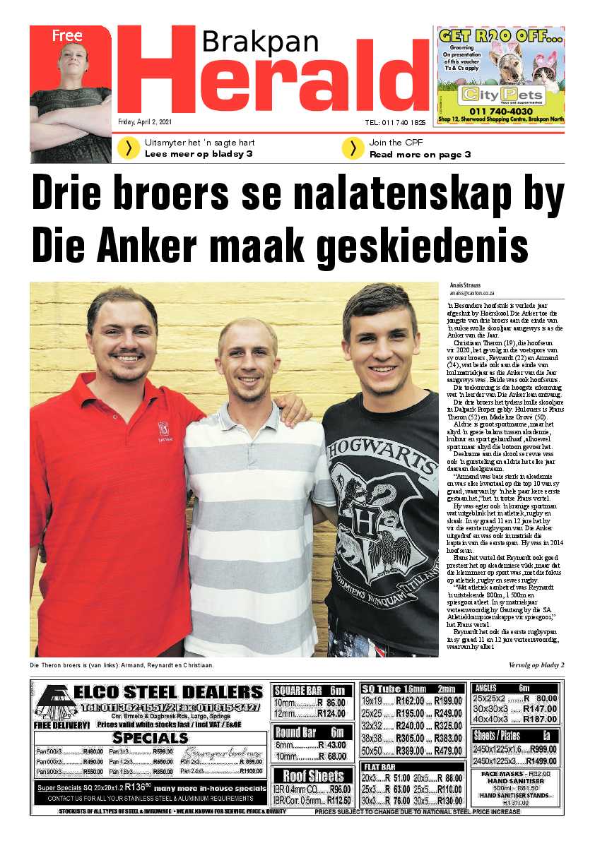 Brakpan Herald 1 April 2021 page 1