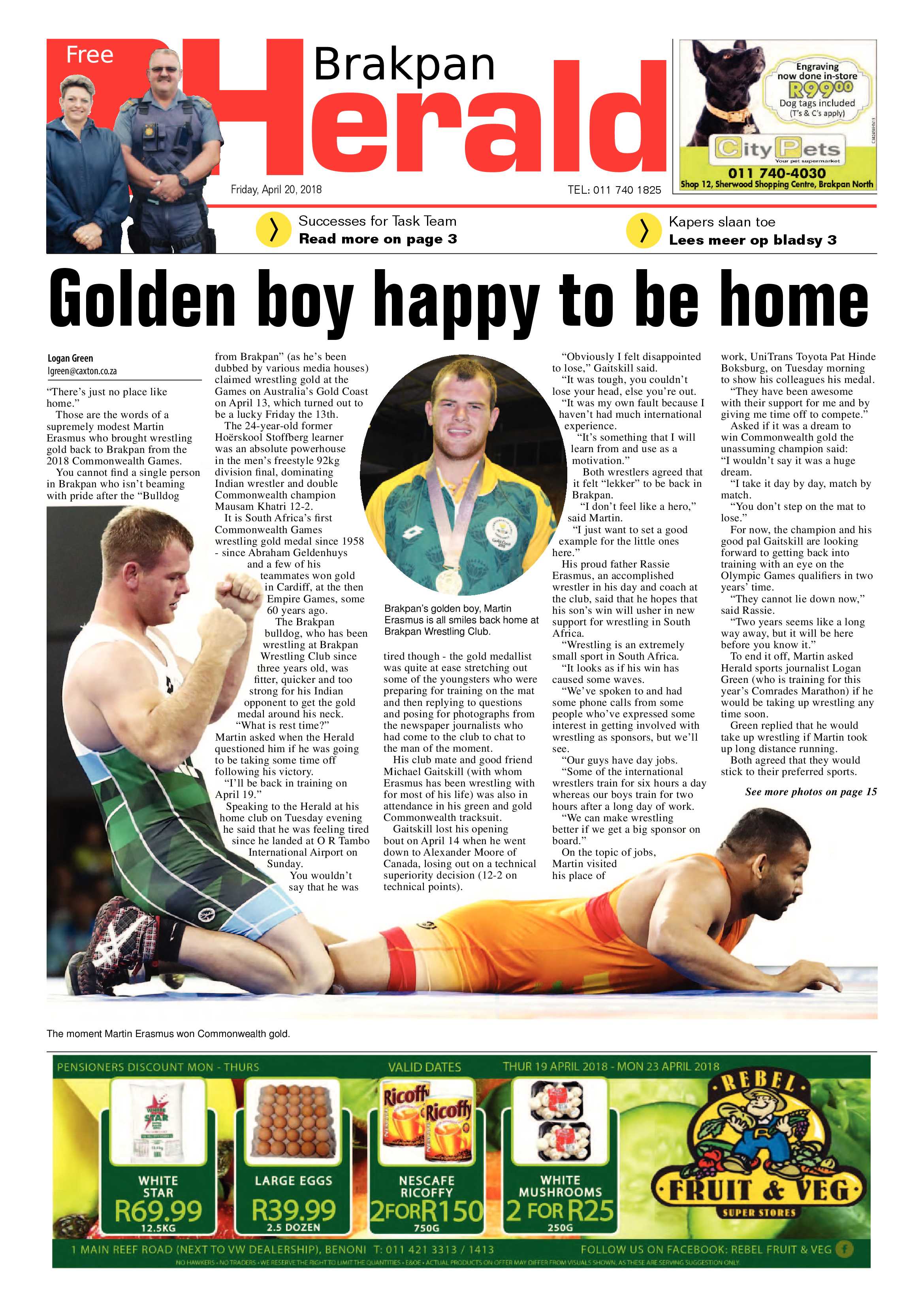 Brakpan Herald 20 April 2018 page 1