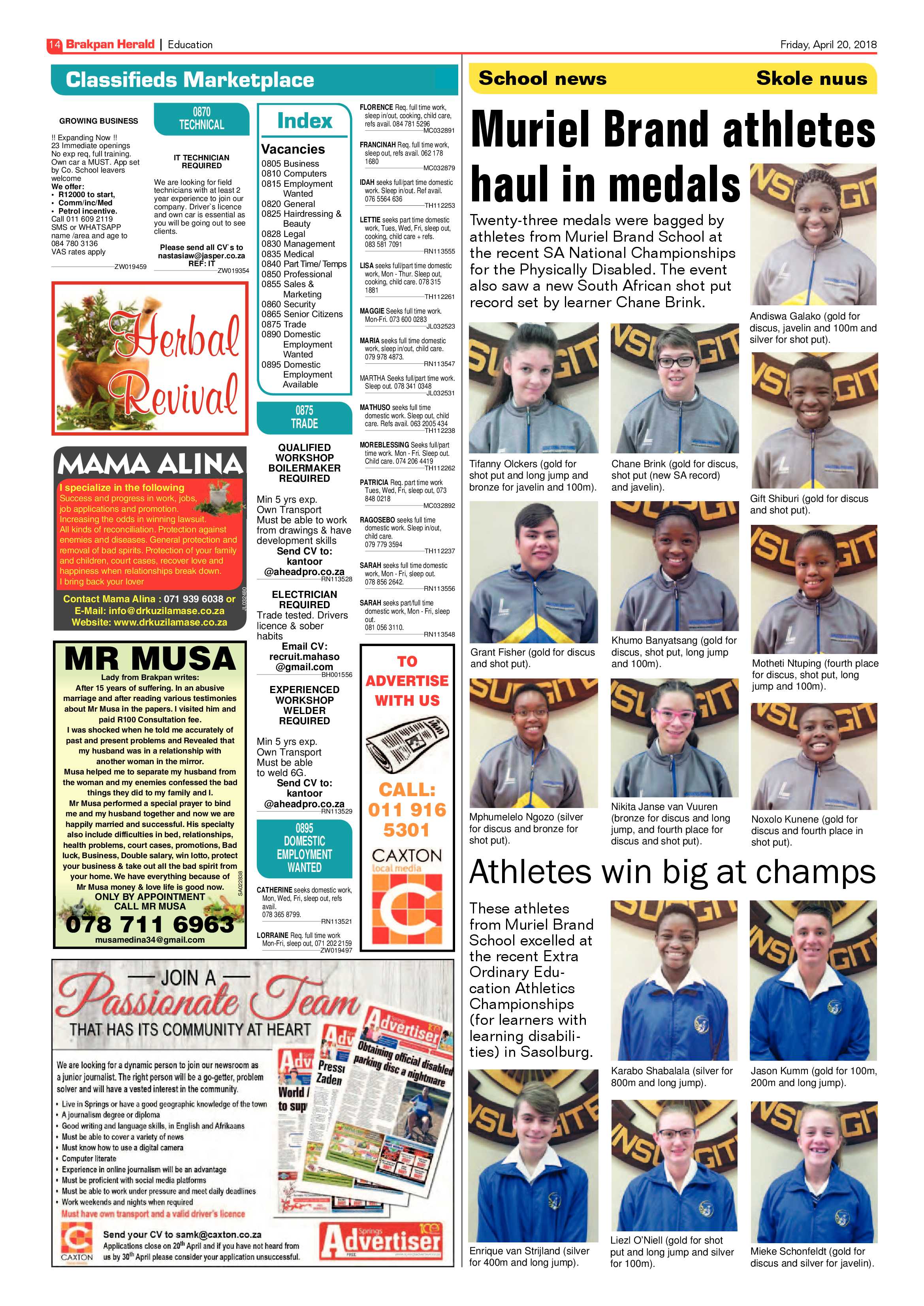 Brakpan Herald 20 April 2018 page 14