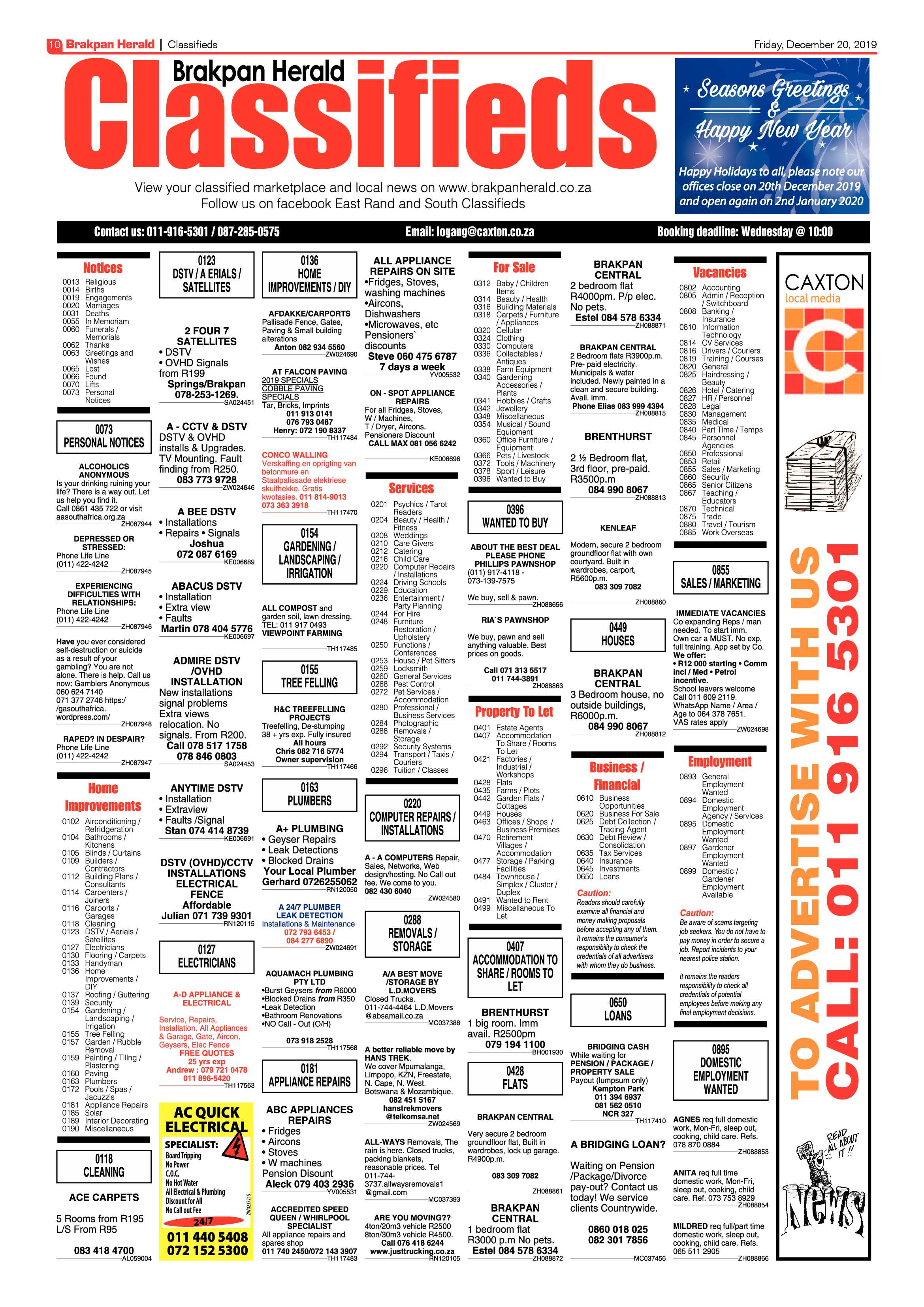 Brakpan Herald 20 December  2019 page 10
