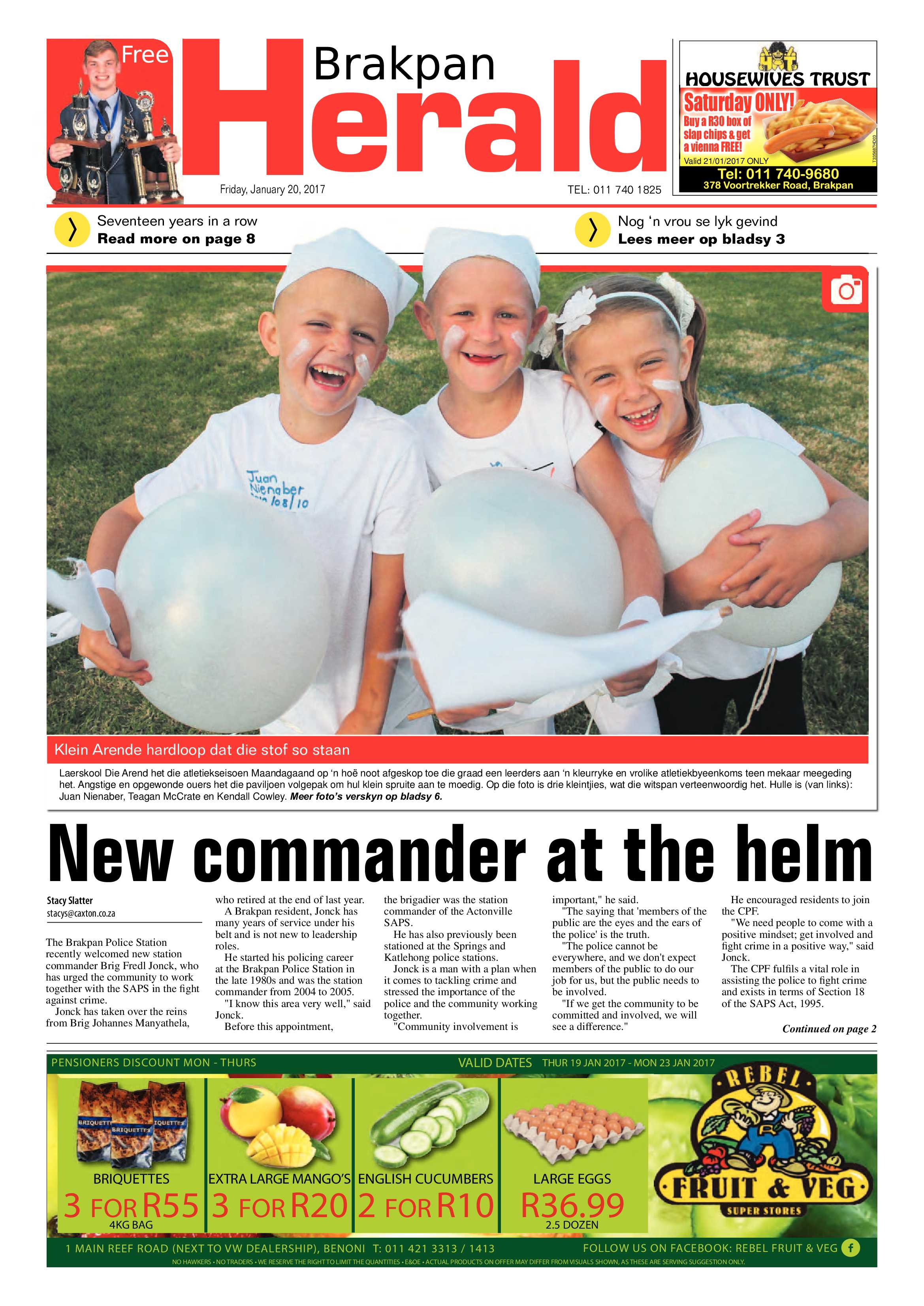 Brakpan Herald 20 January 2017 page 1
