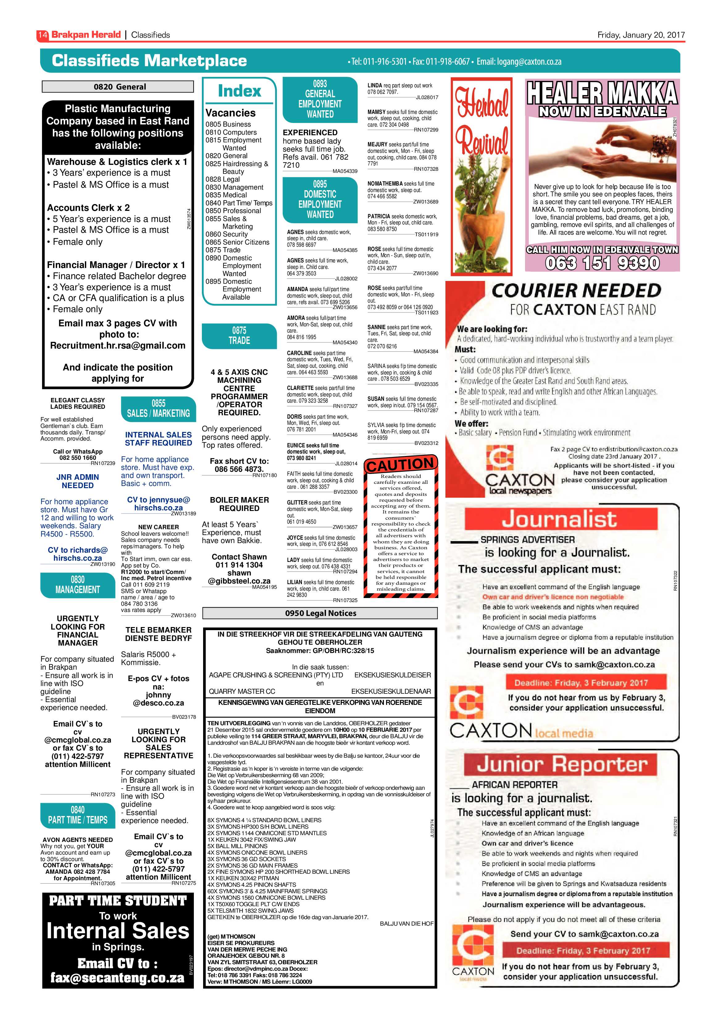 Brakpan Herald 20 January 2017 page 14