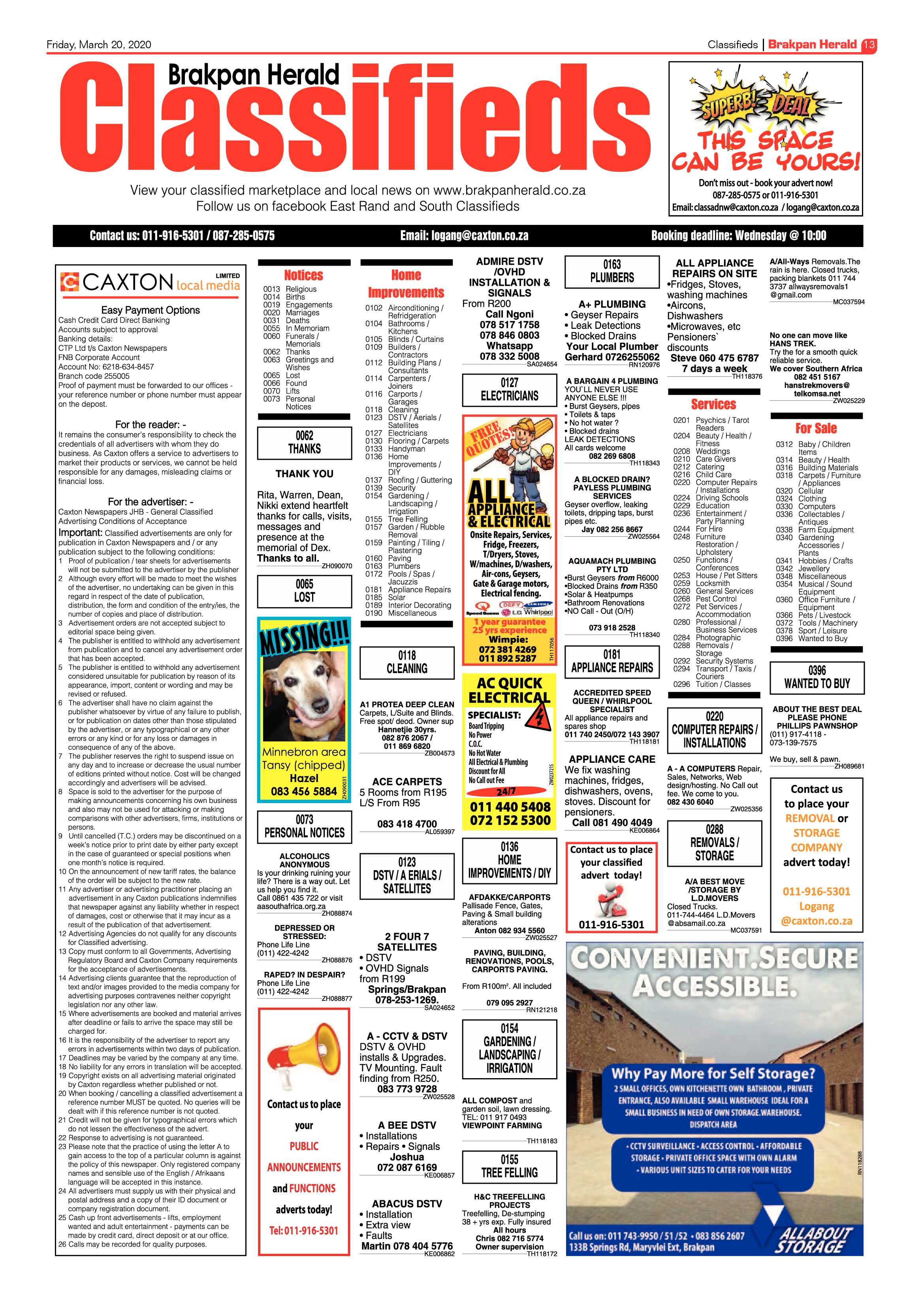 Brakpan Herald 20 March 2020 page 13