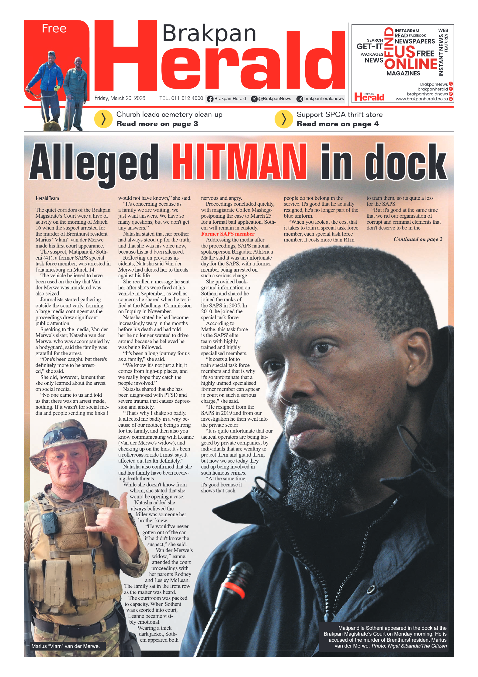 Brakpan Herald 20 March 2026 page 1