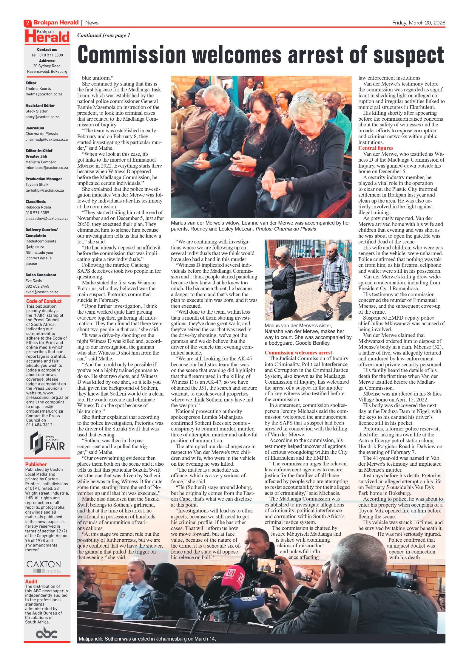 Brakpan Herald 20 March 2026 page 2
