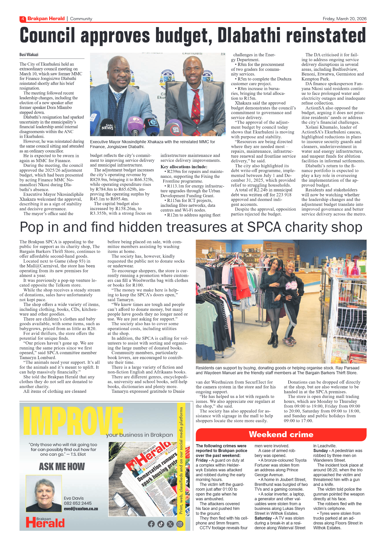 Brakpan Herald 20 March 2026 page 4