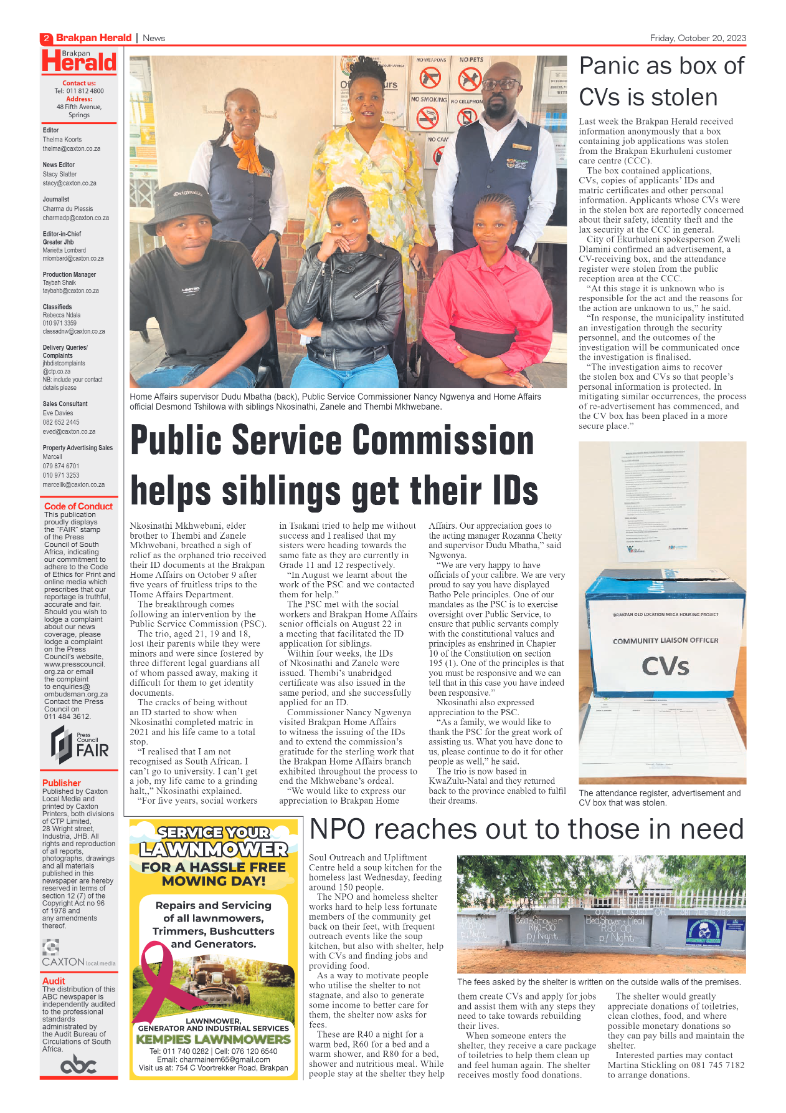 Brakpan Herald 20 October 2023 page 2