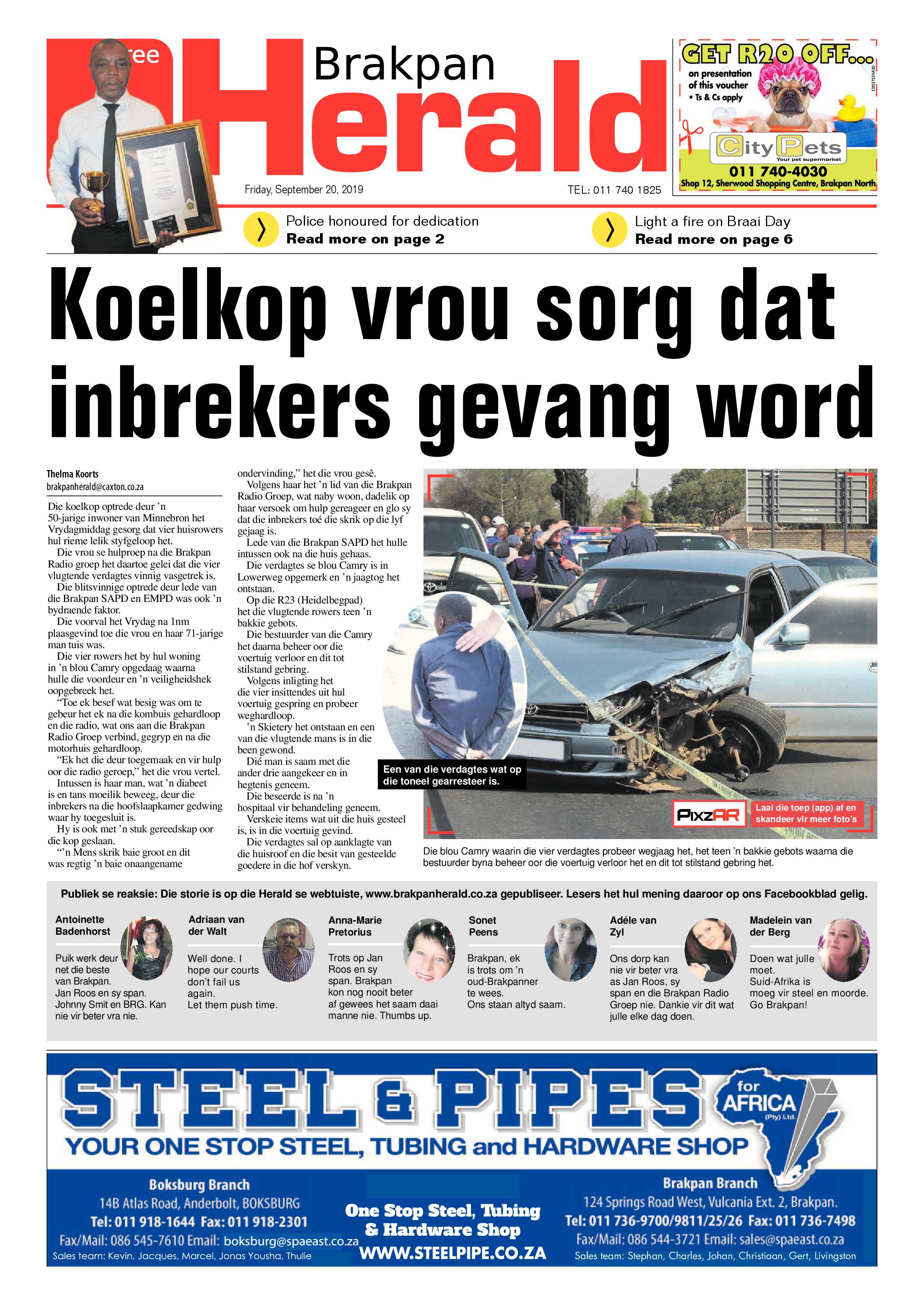 Brakpan Herald 20 September 2019 page 1