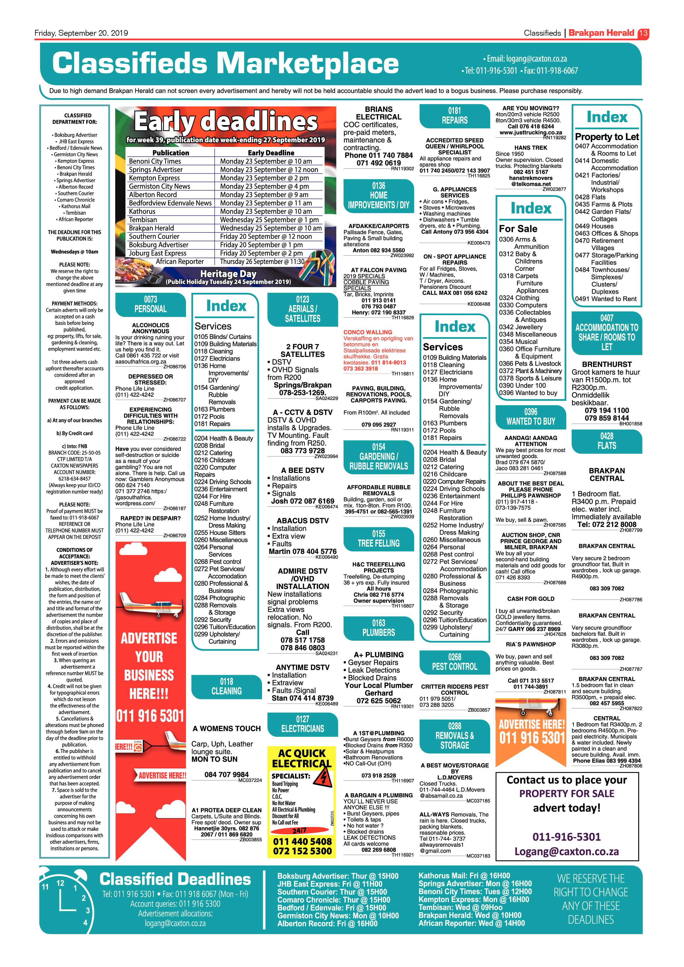 Brakpan Herald 20 September 2019 page 13