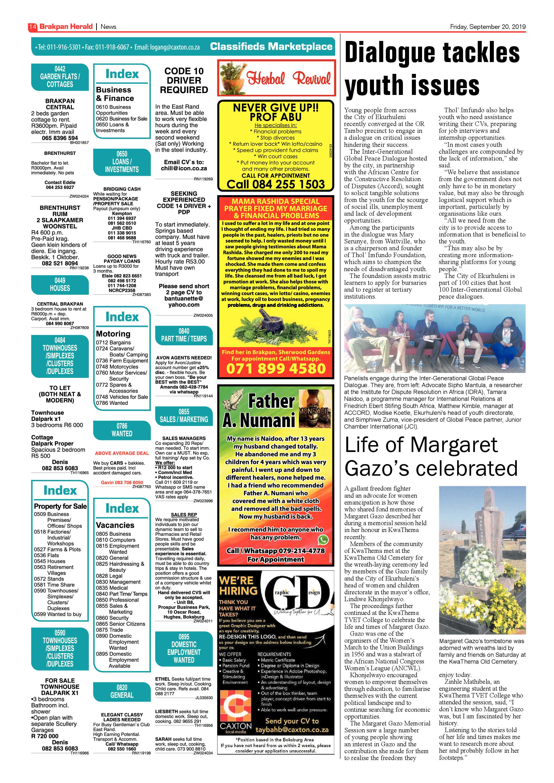 Brakpan Herald 20 September 2019 page 14