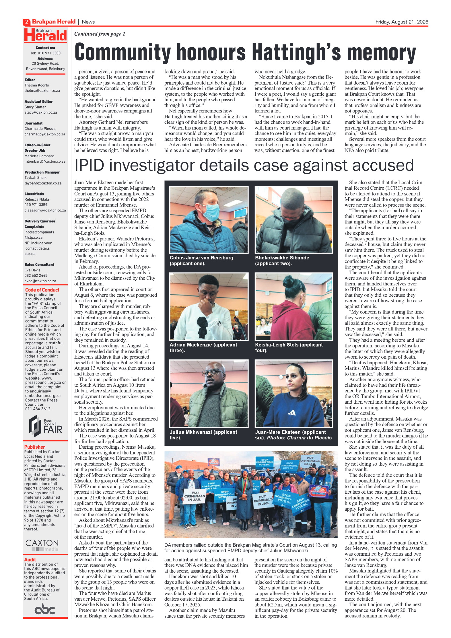 Brakpan Herald 21 August 2026 page 2