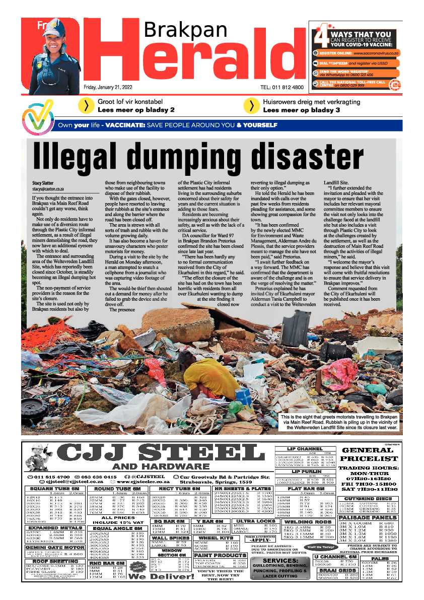 Brakpan Herald 21 January 2022 page 1