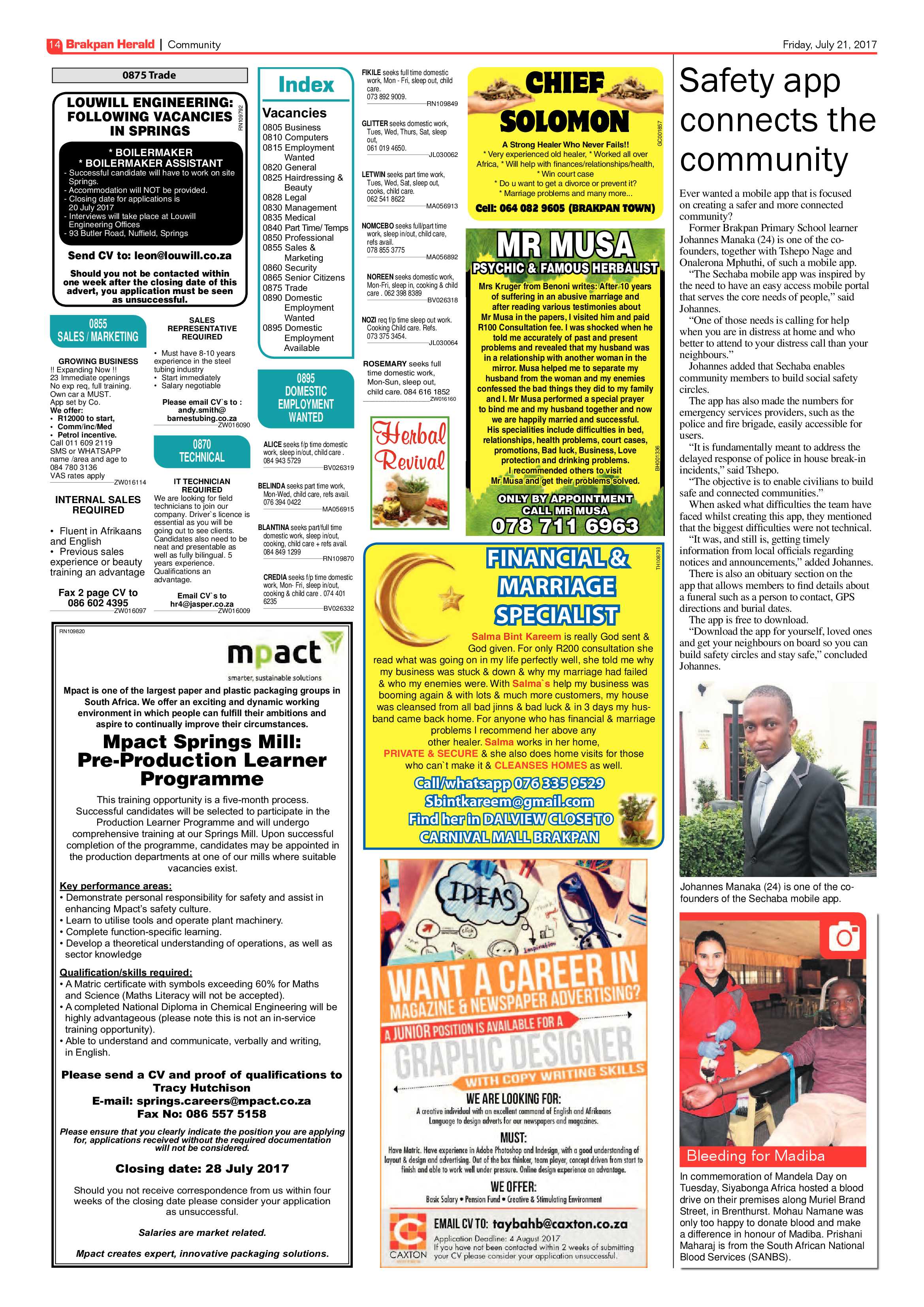 Brakpan Herald 21 July 2017 page 14