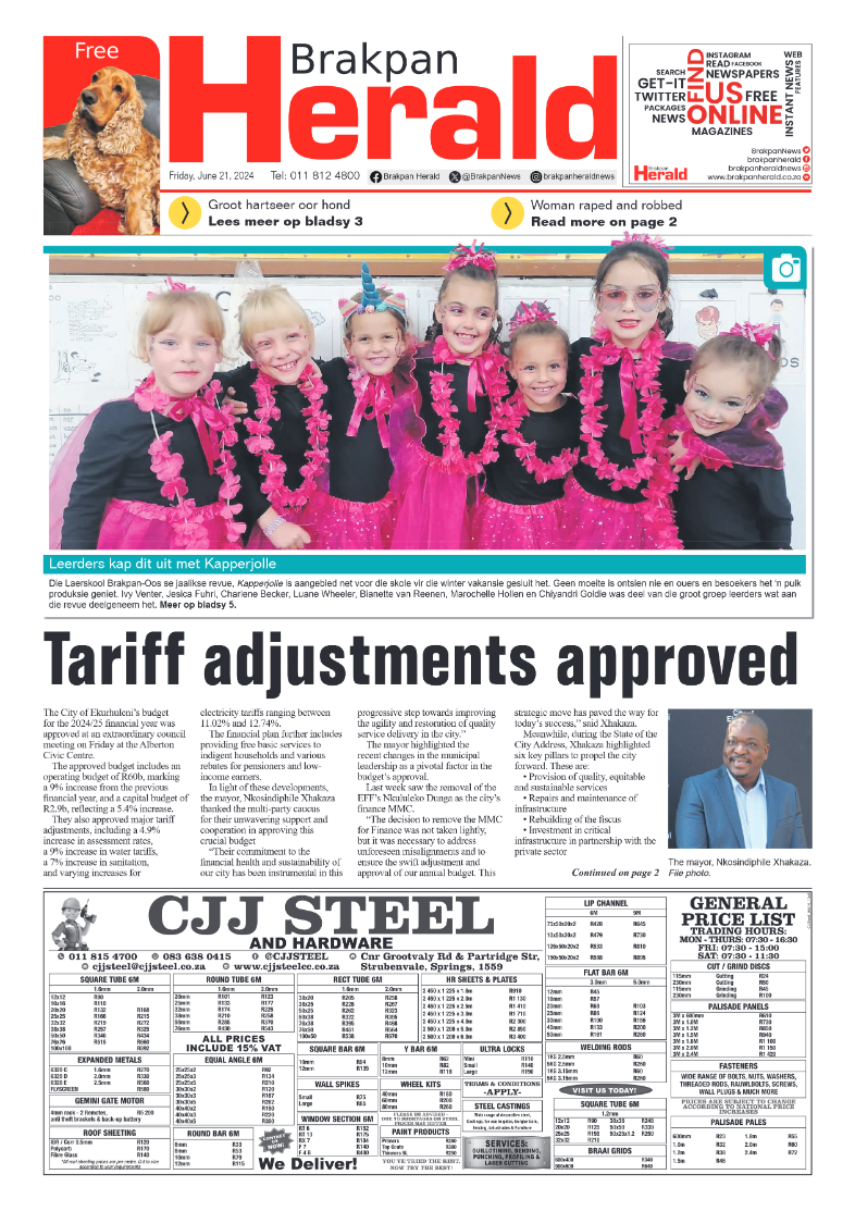 Brakpan Herald 21 June 2024 page 1
